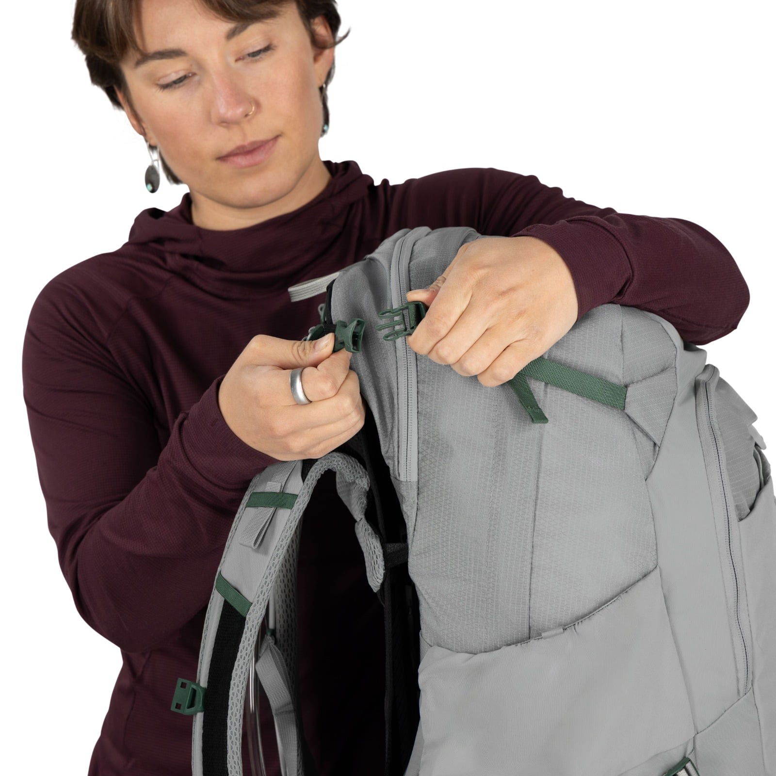 Osprey Mira 34 Women's Hiking Hydration Backpack 34L in Light Grey — detail view 7