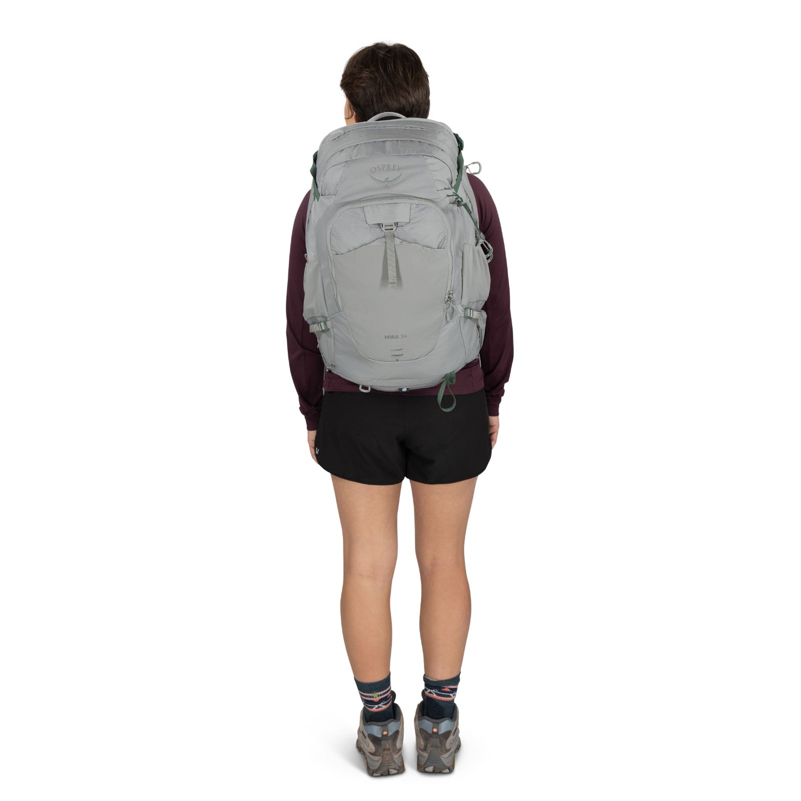 Osprey Mira 34 Women's Hiking Hydration Backpack 34L in Light Grey — lifestyle 3