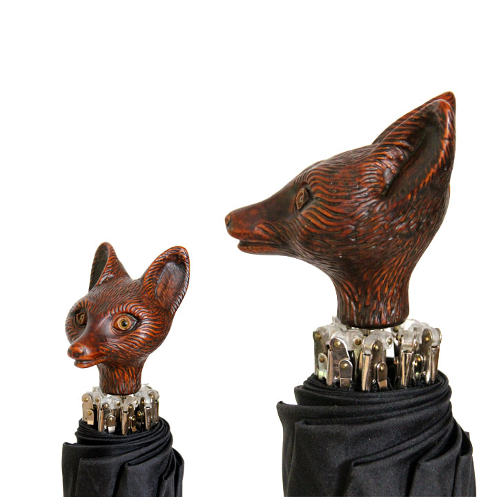 Vista 9001 Italian Fox Handle Umbrella in Black — detail view