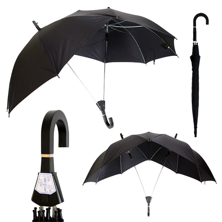 Vista 9100 Double Canopy Umbrella in Black — front view # color_Black