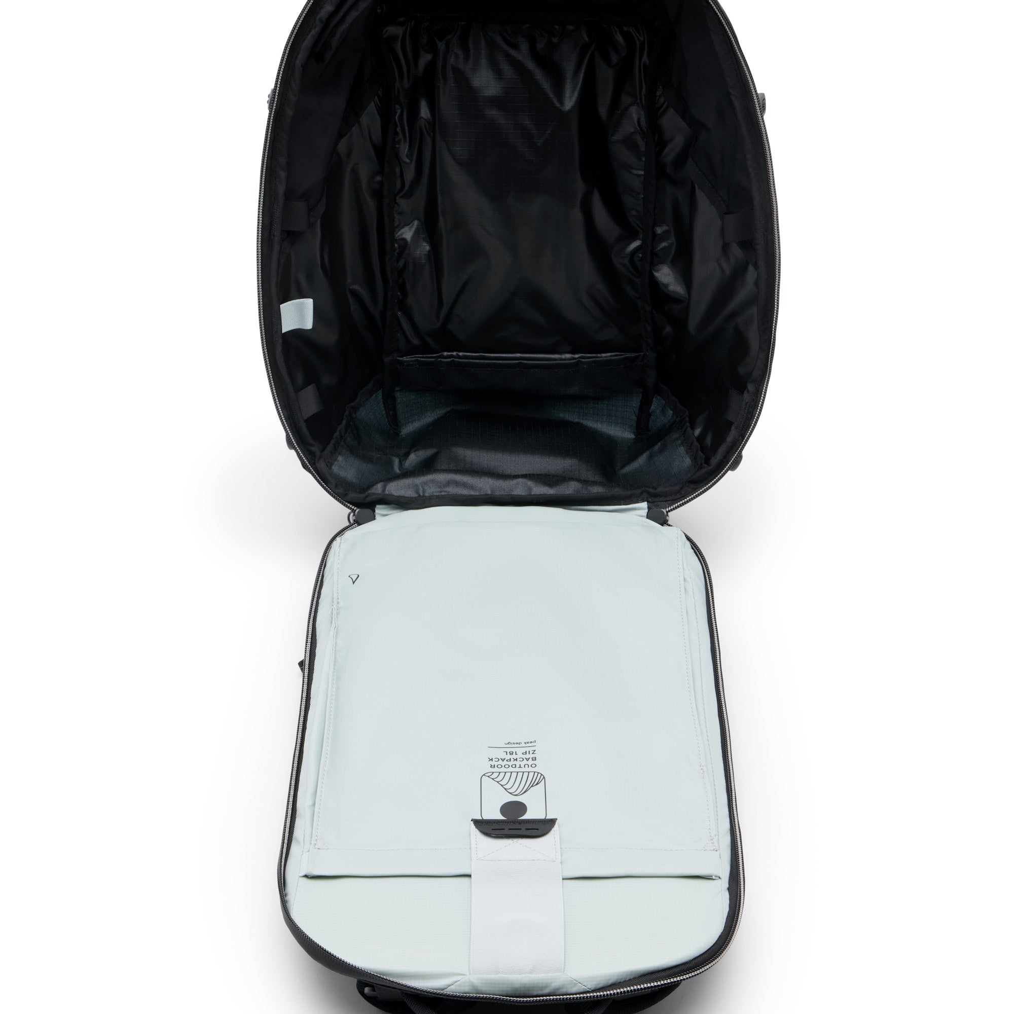 Peak Design Outdoor Backpack Zip 18L in Black — interior view # color_Black