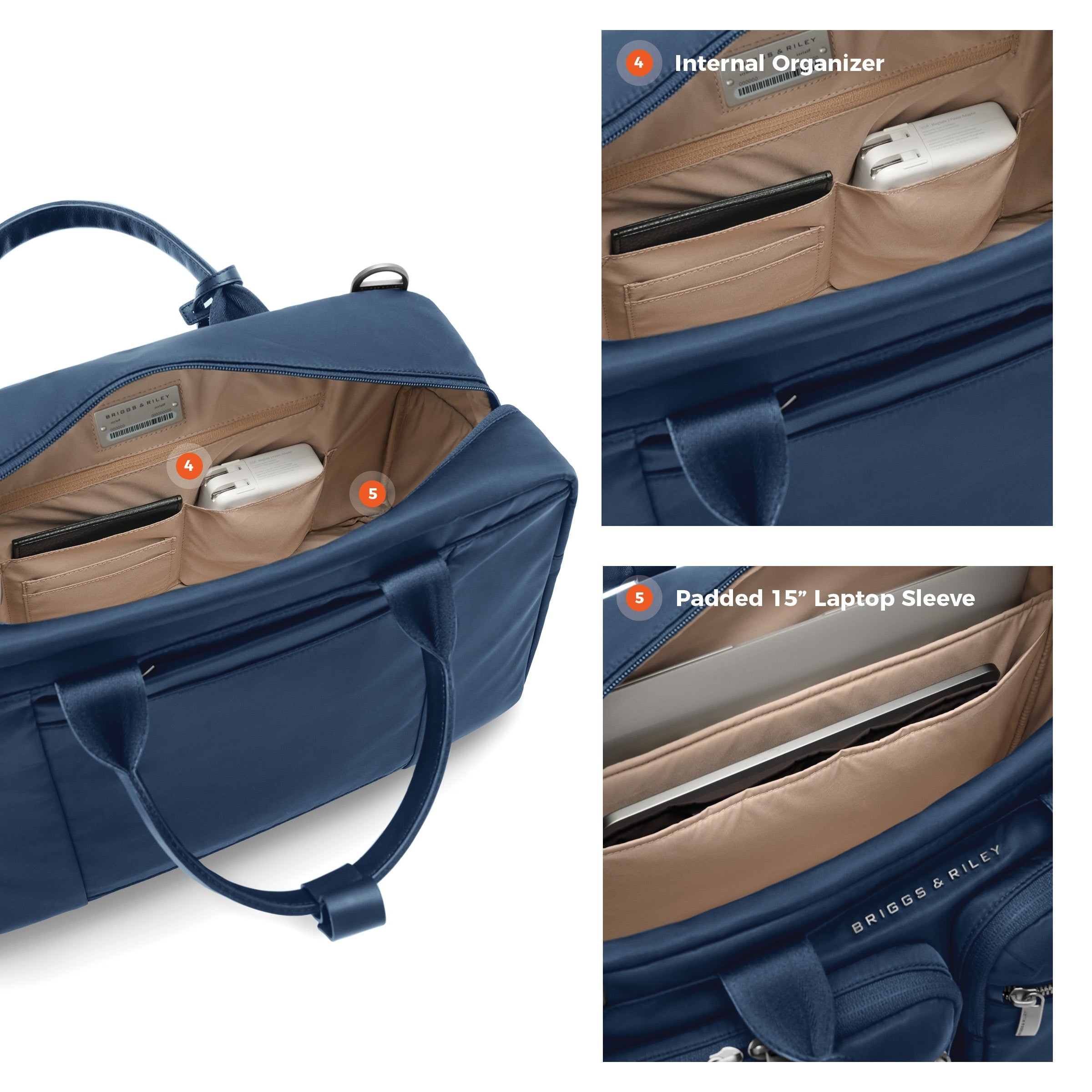 Briggs & Riley Rhapsody Multi-Pocket Cabin Bag in Navy — detail view 3 # color_Navy
