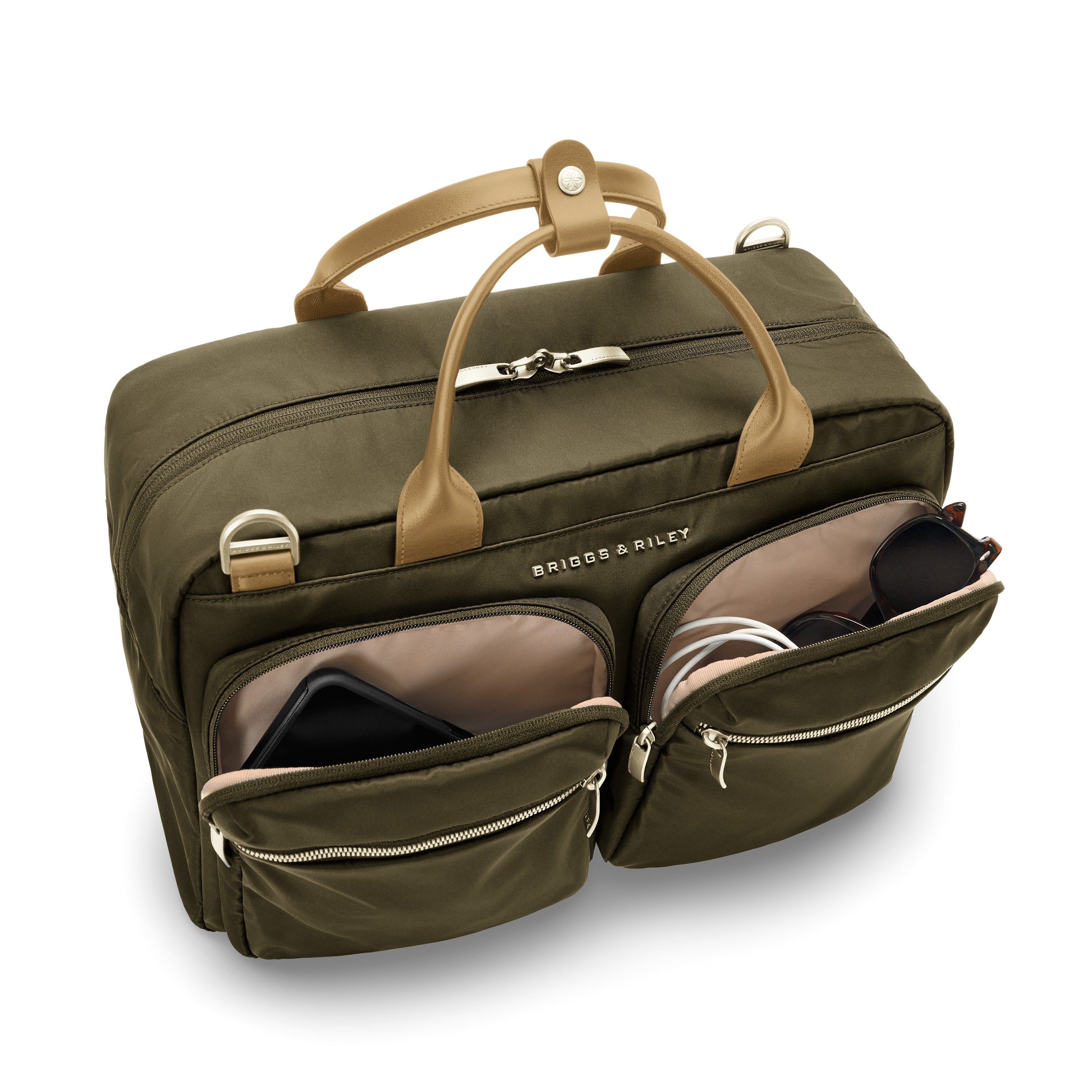 Briggs & Riley Rhapsody Multi-Pocket Cabin Bag in Olive — detail view # color_Olive