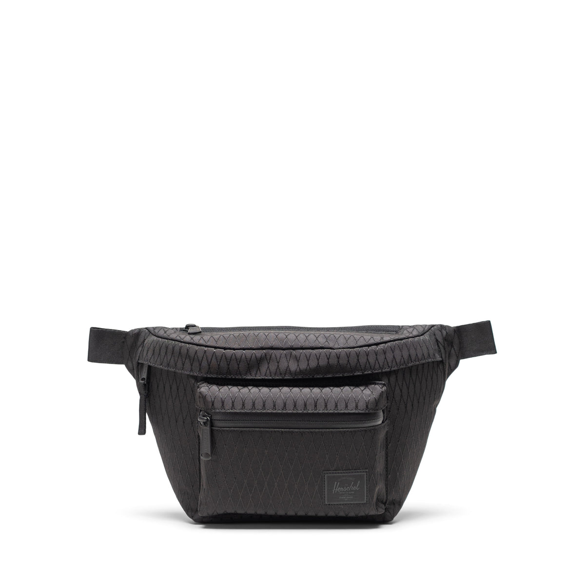 Herschel Pop Quiz Hip Pack 3.5L in Black Diamond/Black — front view # color_Black Diamond/Black