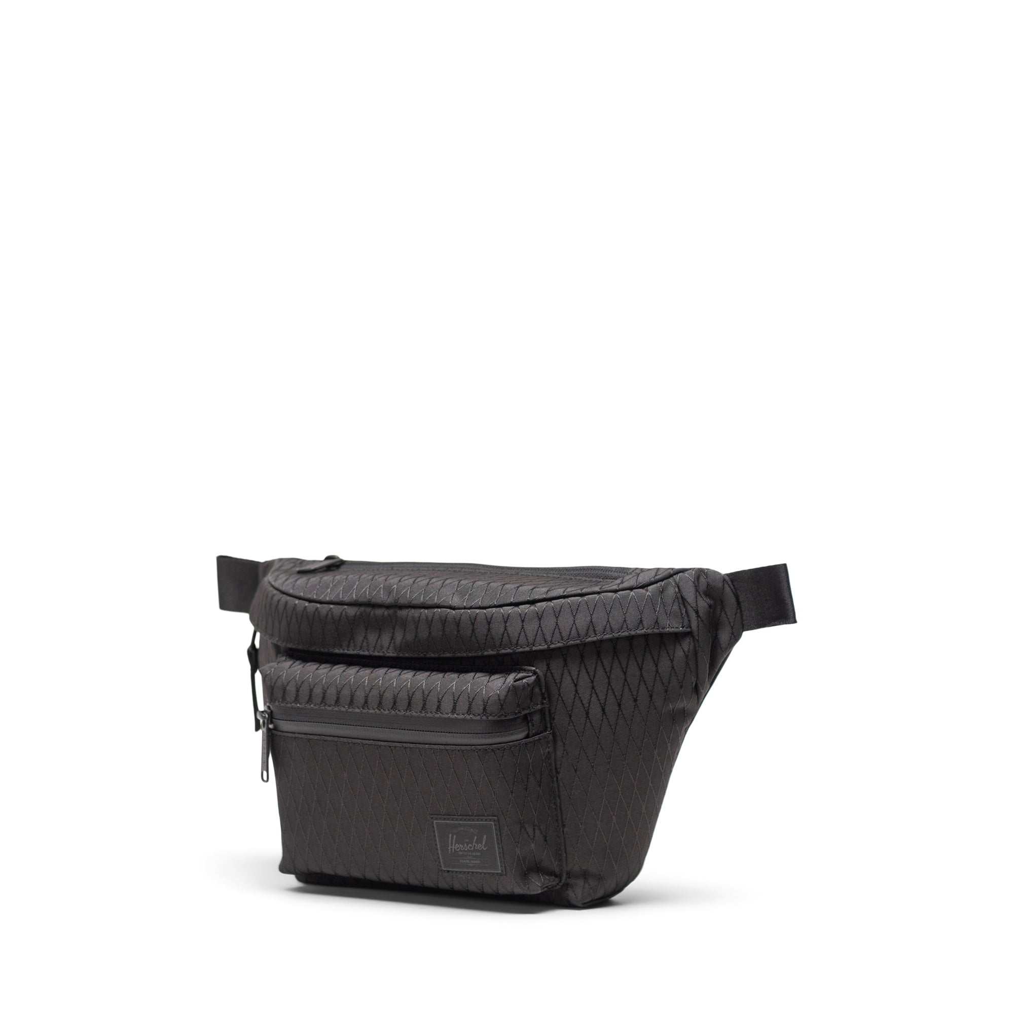 Herschel Pop Quiz Hip Pack 3.5L in Black Diamond/Black — angle view 2 # color_Black Diamond/Black
