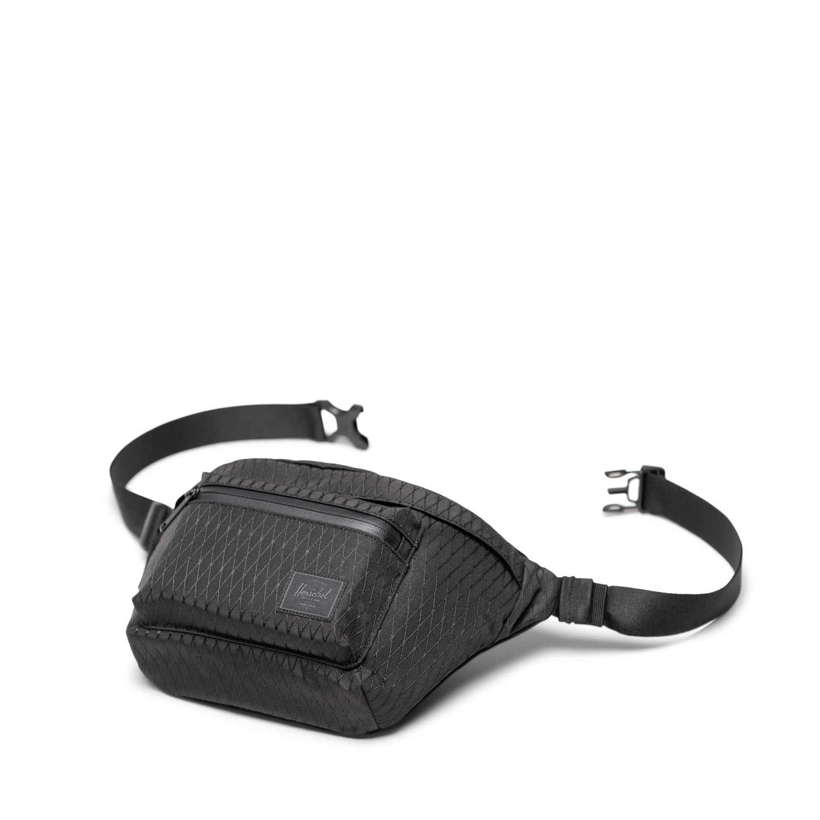 Herschel Pop Quiz Hip Pack 3.5L in Black Diamond/Black — angle view 3 # color_Black Diamond/Black