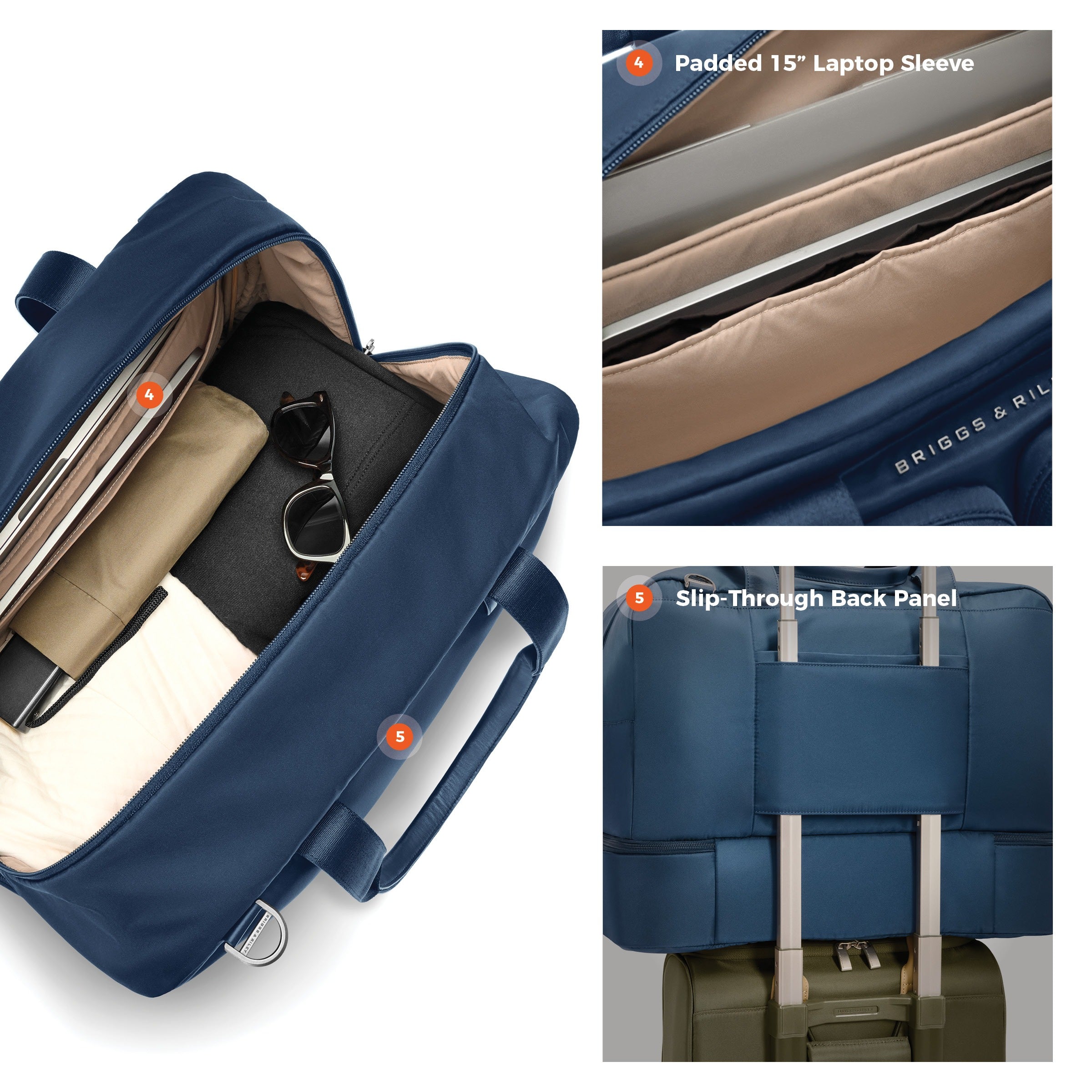 Briggs & Riley Rhapsody Weekender Tote in Navy — detail view # color_Navy