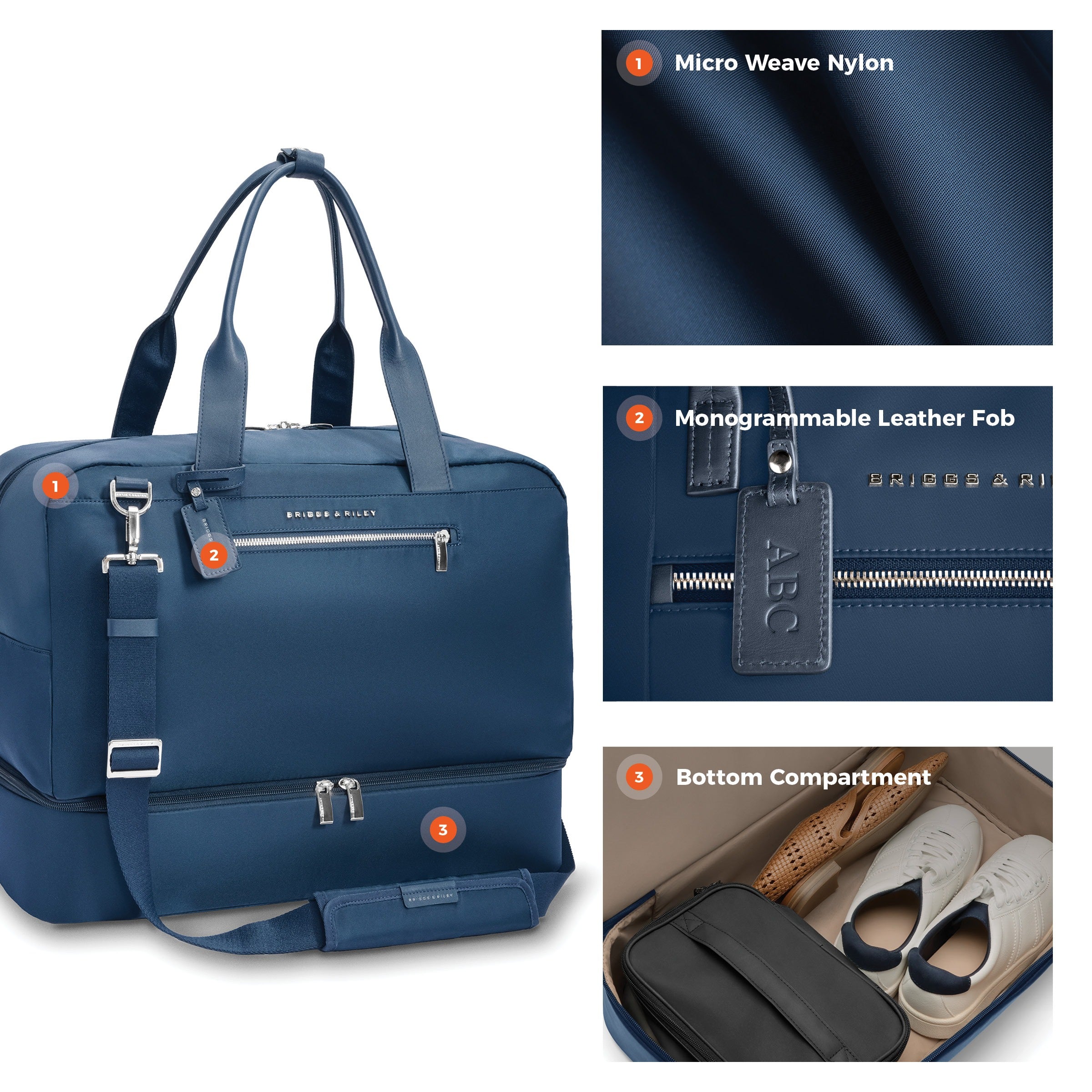 Briggs & Riley Rhapsody Weekender Tote in Navy — detail view 2 # color_Navy