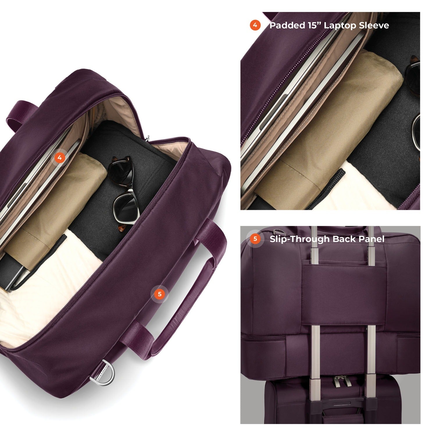Briggs & Riley Rhapsody Weekender Tote in Plum — detail view # color_Plum
