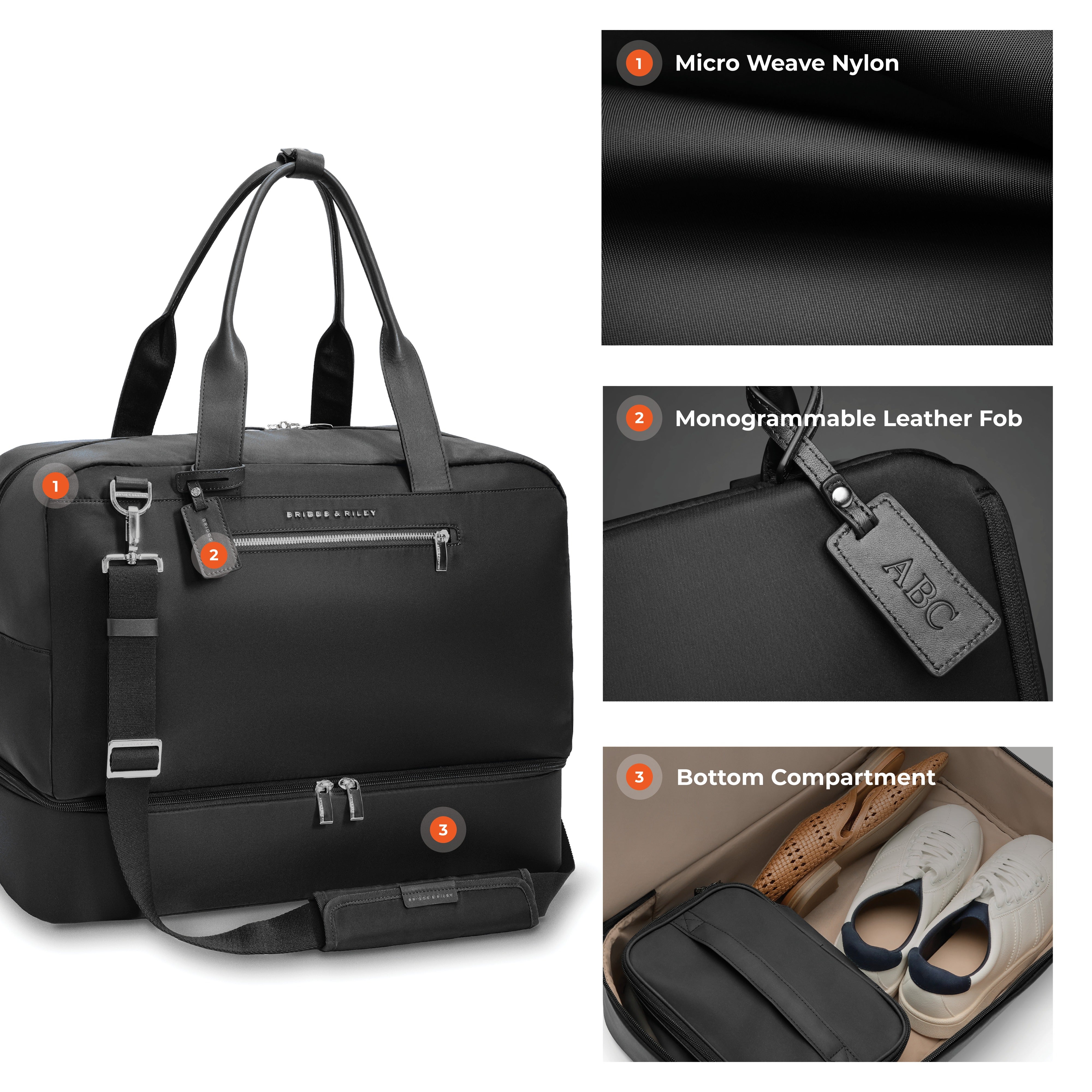 Briggs & Riley Rhapsody Weekender Tote in Black — detail view # color_Black