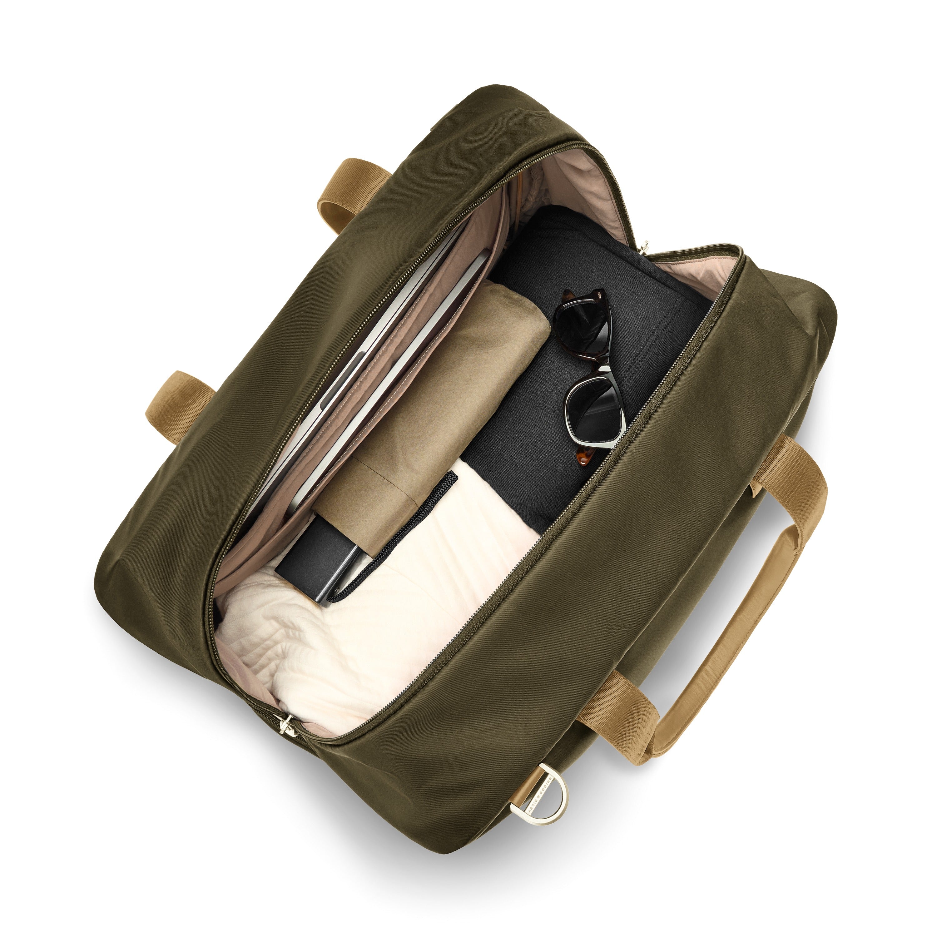 Briggs & Riley Rhapsody Weekender Tote in Olive — interior view # color_Olive