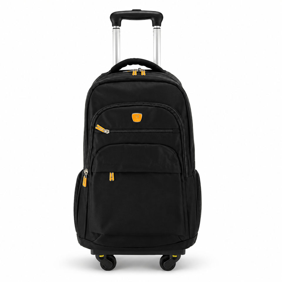 Power In Eavas 1921 4-Wheeled Backpack in Black — front view
