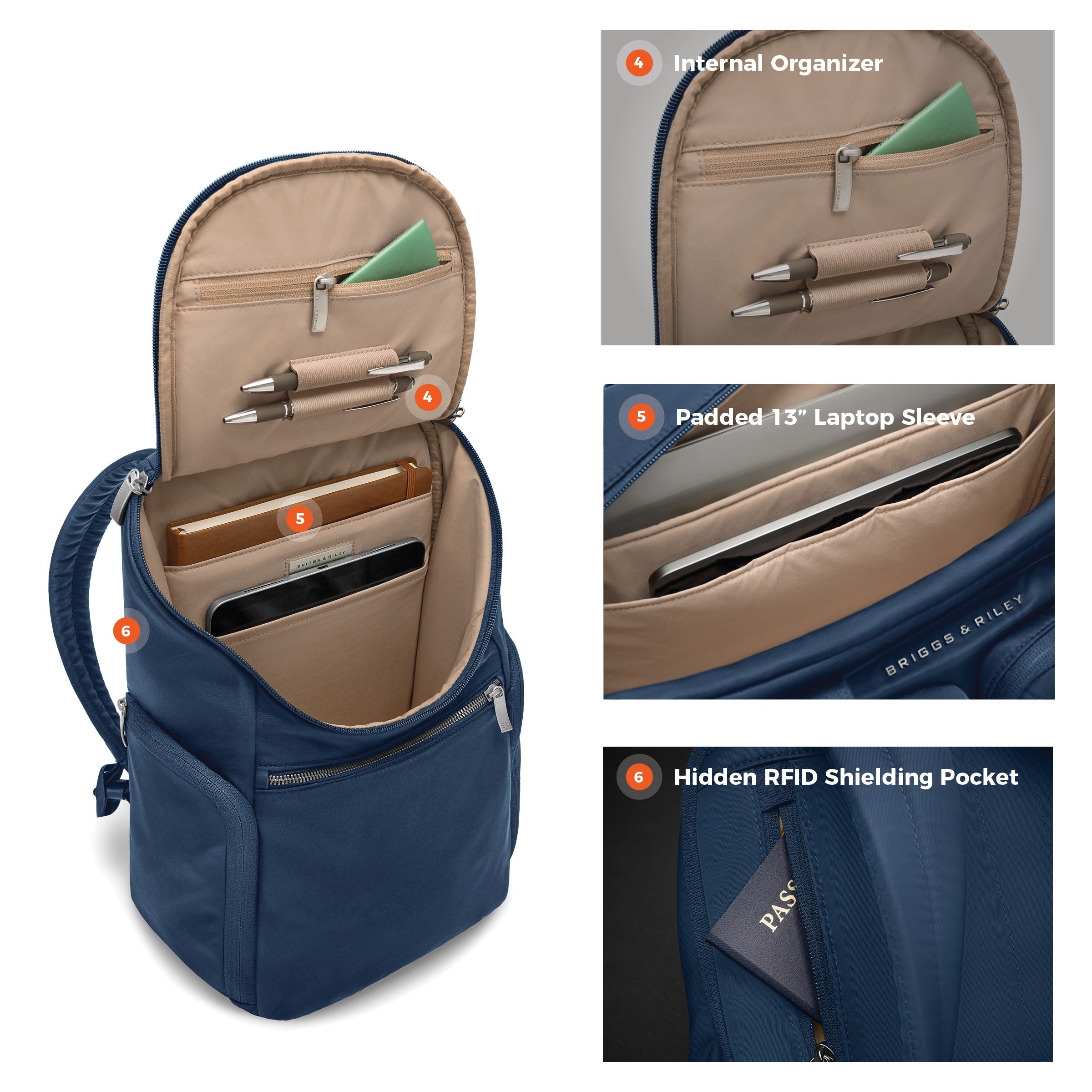 Briggs & Riley Rhapsody U-Zip Backpack - Navy