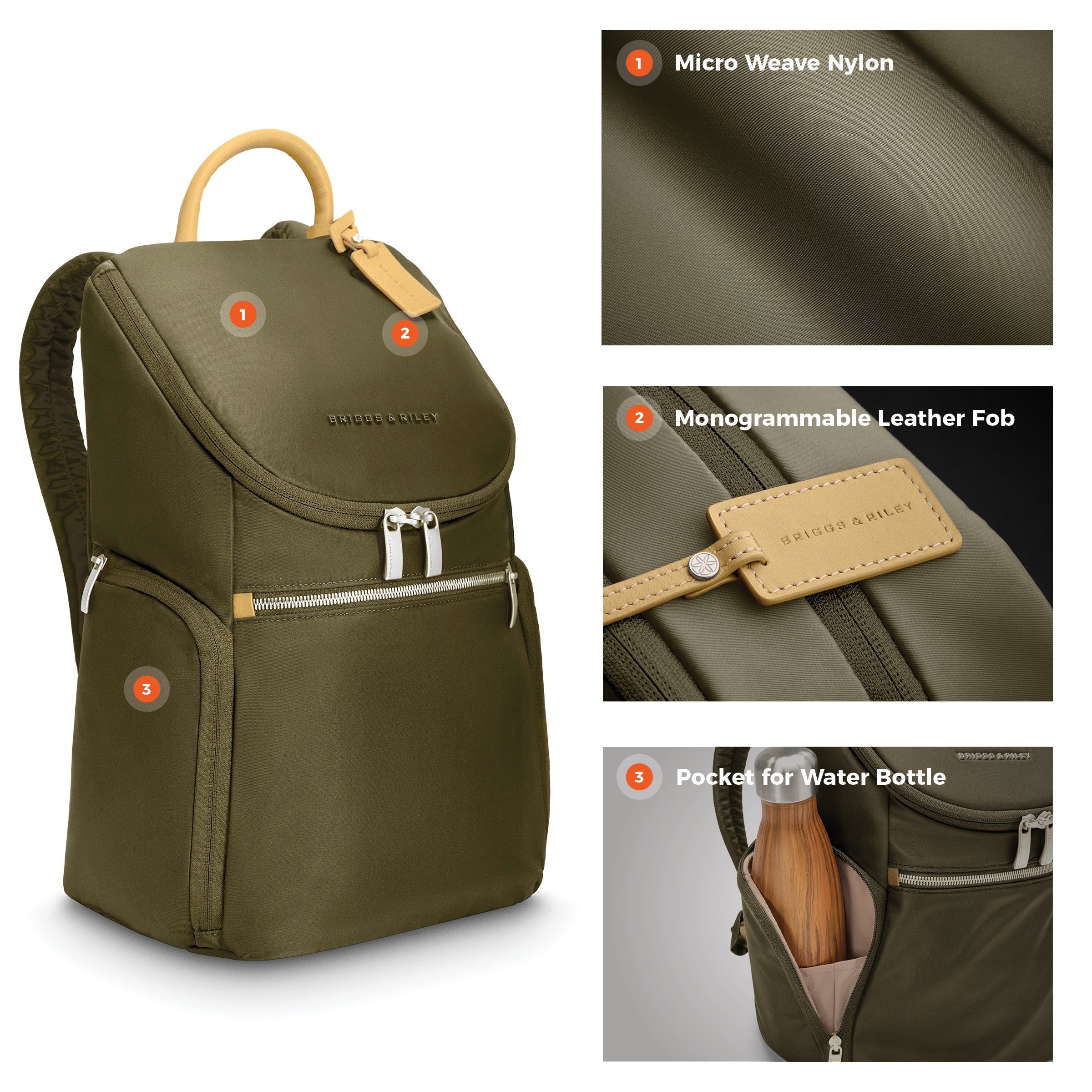 Briggs & Riley Rhapsody U-Zip Backpack - Olive