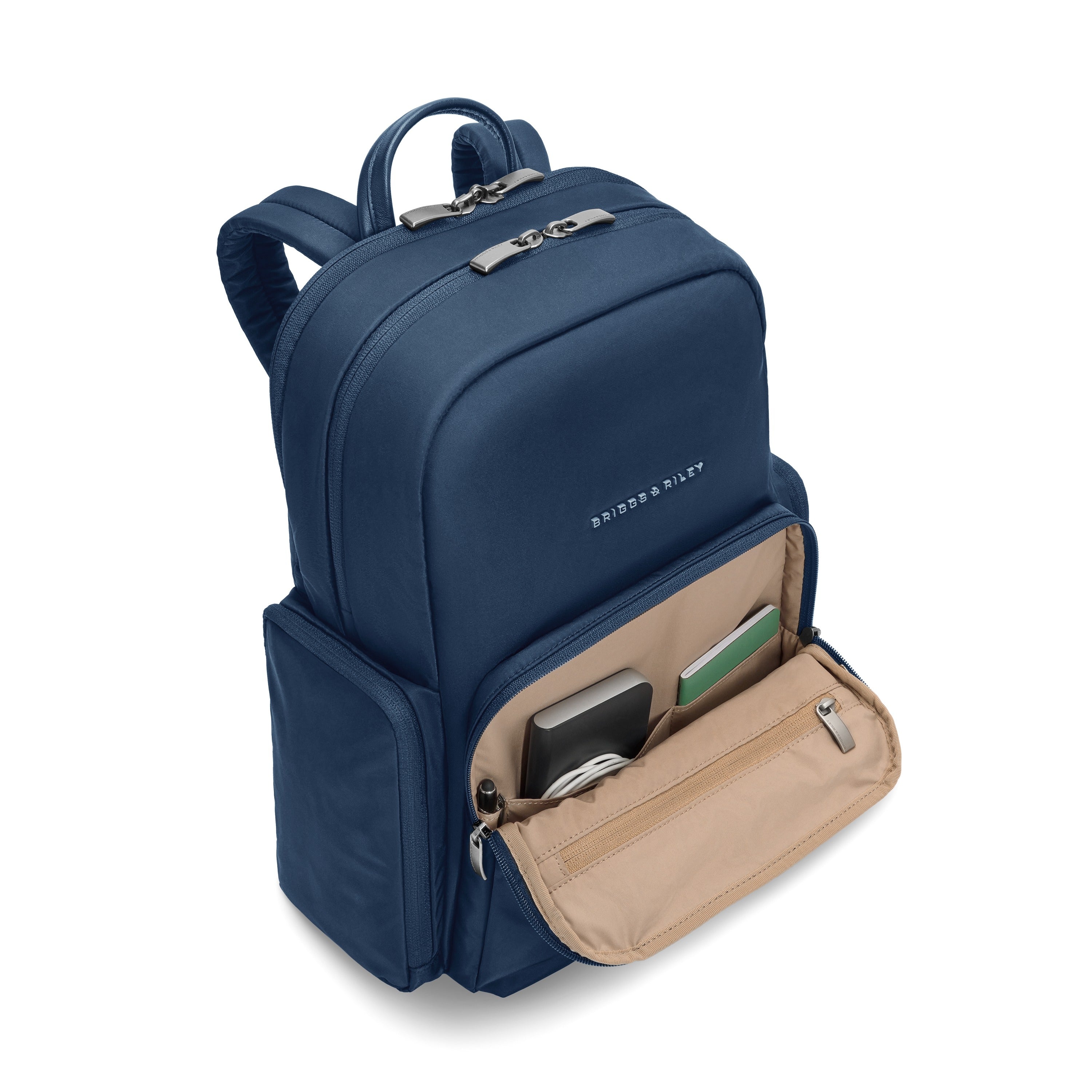 Briggs & Riley Rhapsody Medium Backpack in Navy — interior view # color_Navy