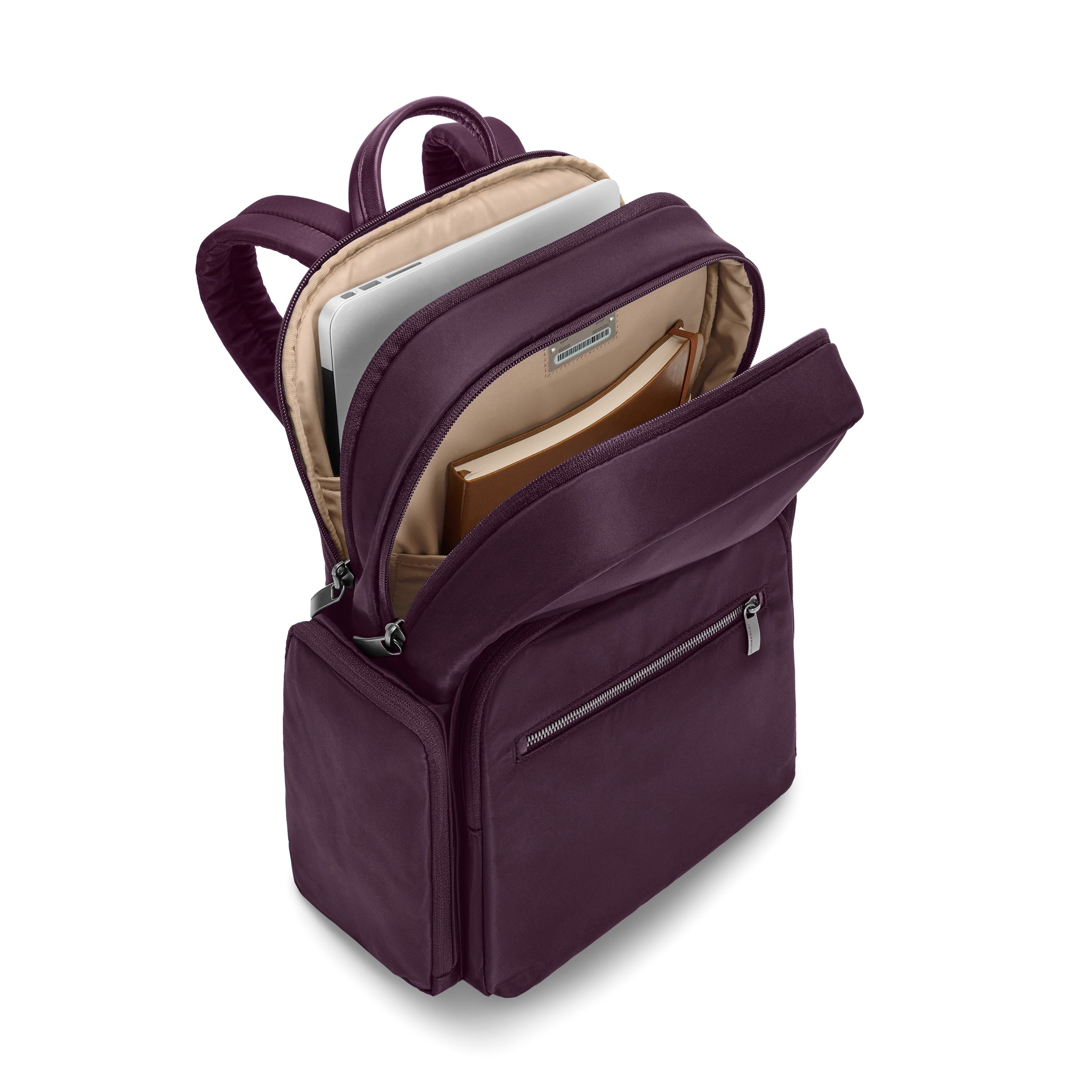 Briggs & Riley Rhapsody Medium Backpack in Plum — interior view # color_Plum