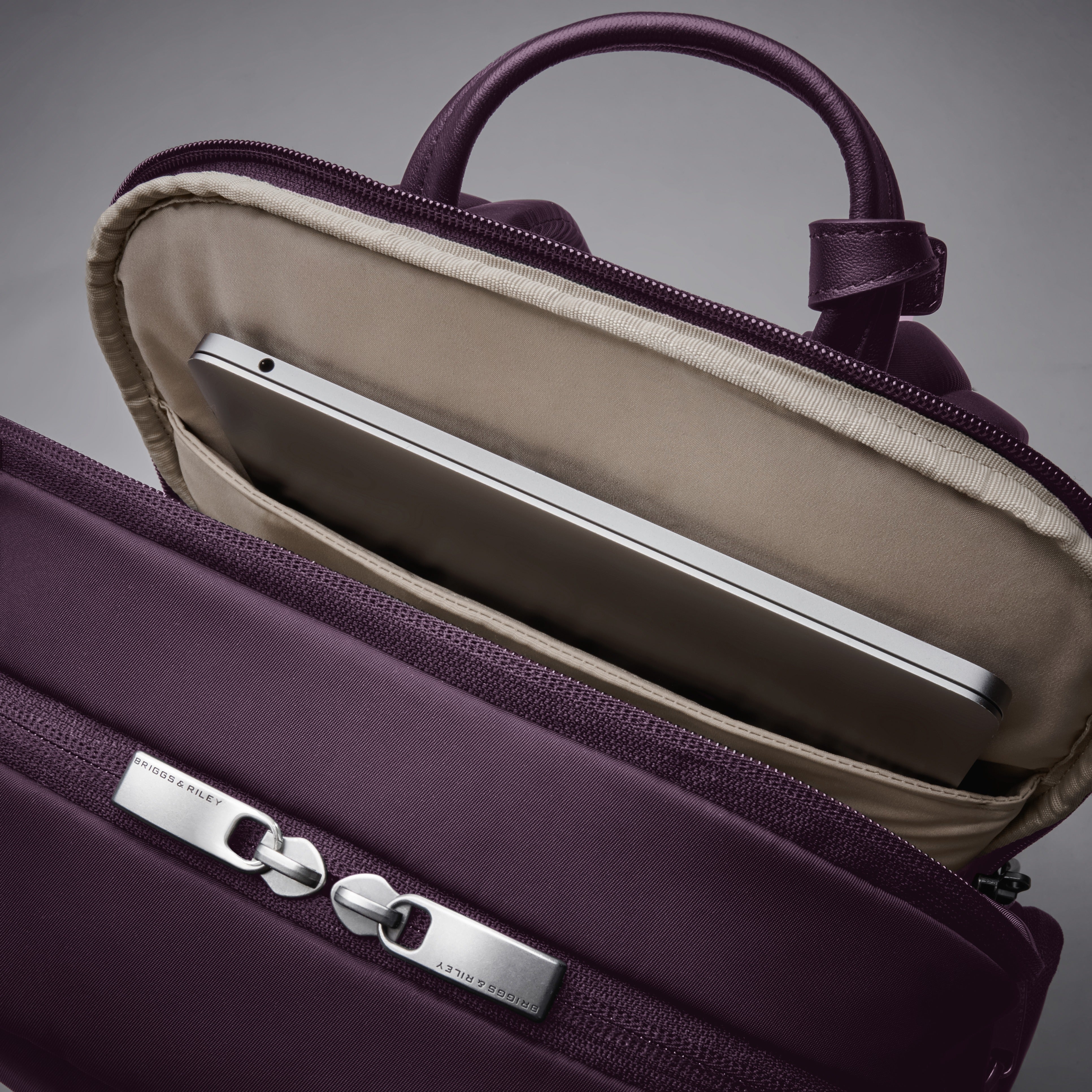 Briggs & Riley Rhapsody Medium Backpack in Plum — detail view 2 # color_Plum