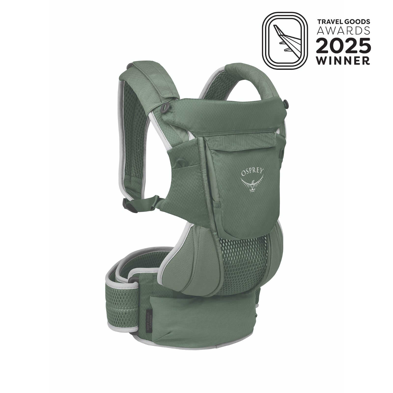 Osprey Poco Soft Child Carrier in Koseret Green — front view