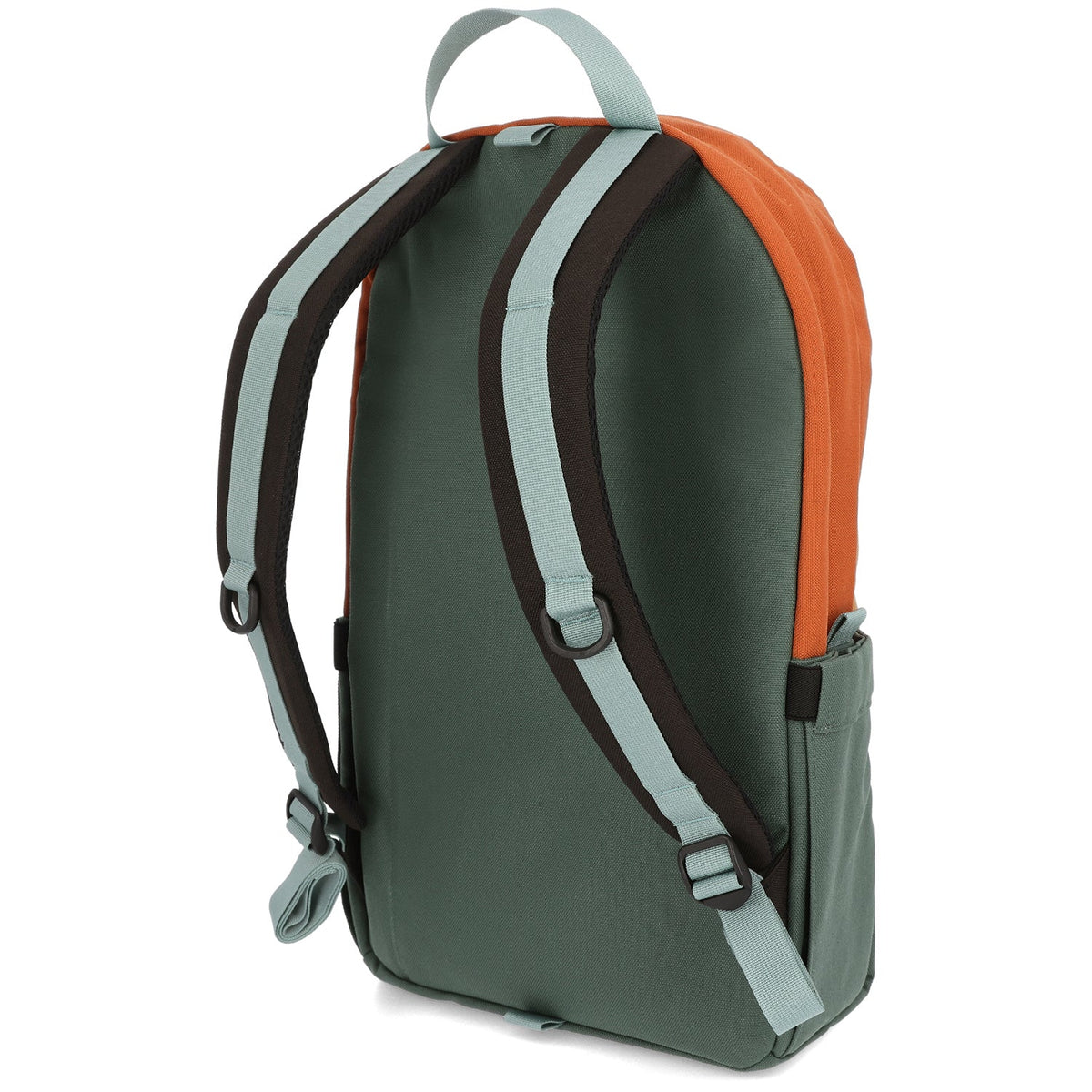 Topo Designs Daypack Classic in Khaki Forest Clay — back view