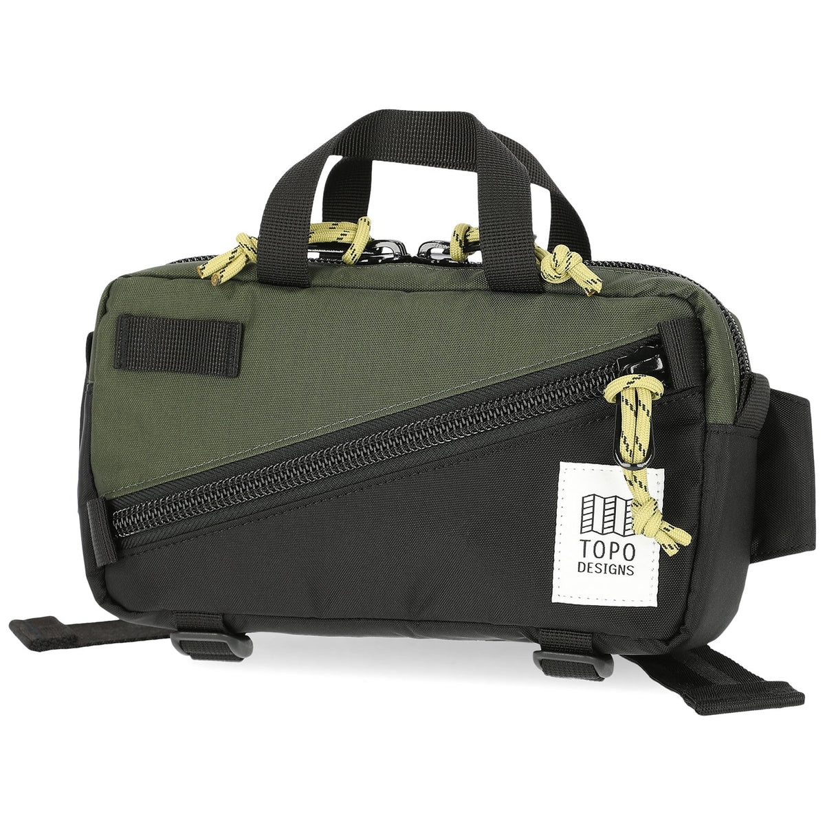 Topo Designs Mini Quick Pack Shoulder / Waist / Sling Bag in Black Olive — angle view
