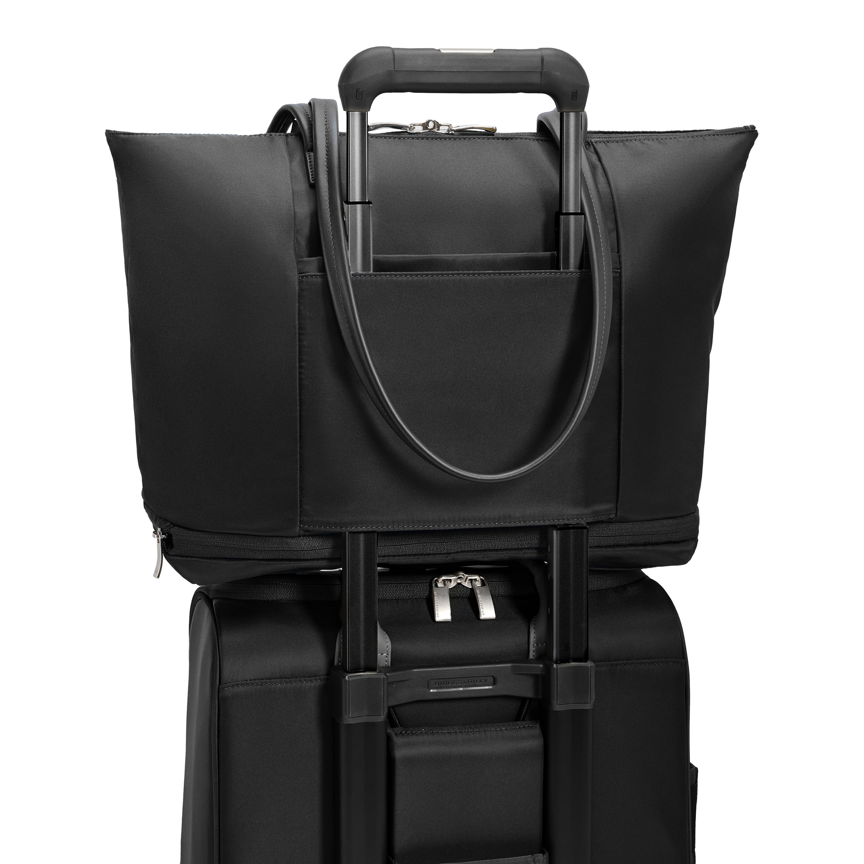 Briggs & Riley Rhapsody Expandable Tote in Black — back view # color_Black