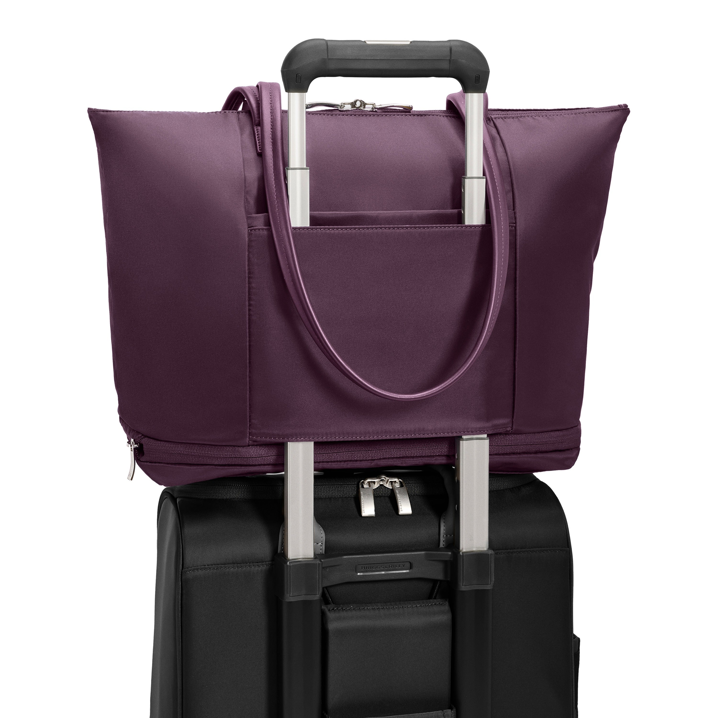 Briggs & Riley Rhapsody Expandable Tote in Plum — back view # color_Plum