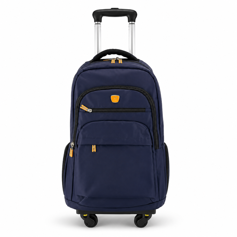 Power In Eavas 1921 4-Wheeled Backpack in Navy — front view