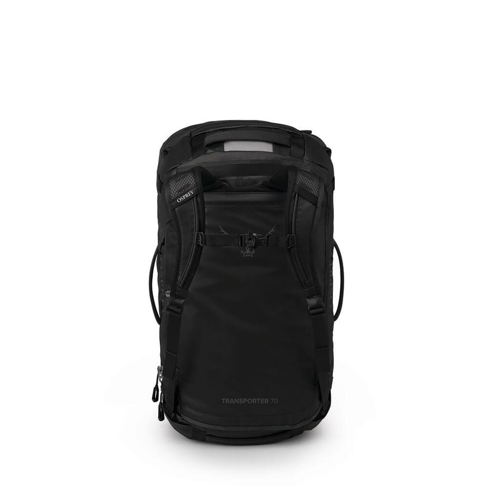Osprey Transporter Squffel 70L in Raven Black Black — back view
