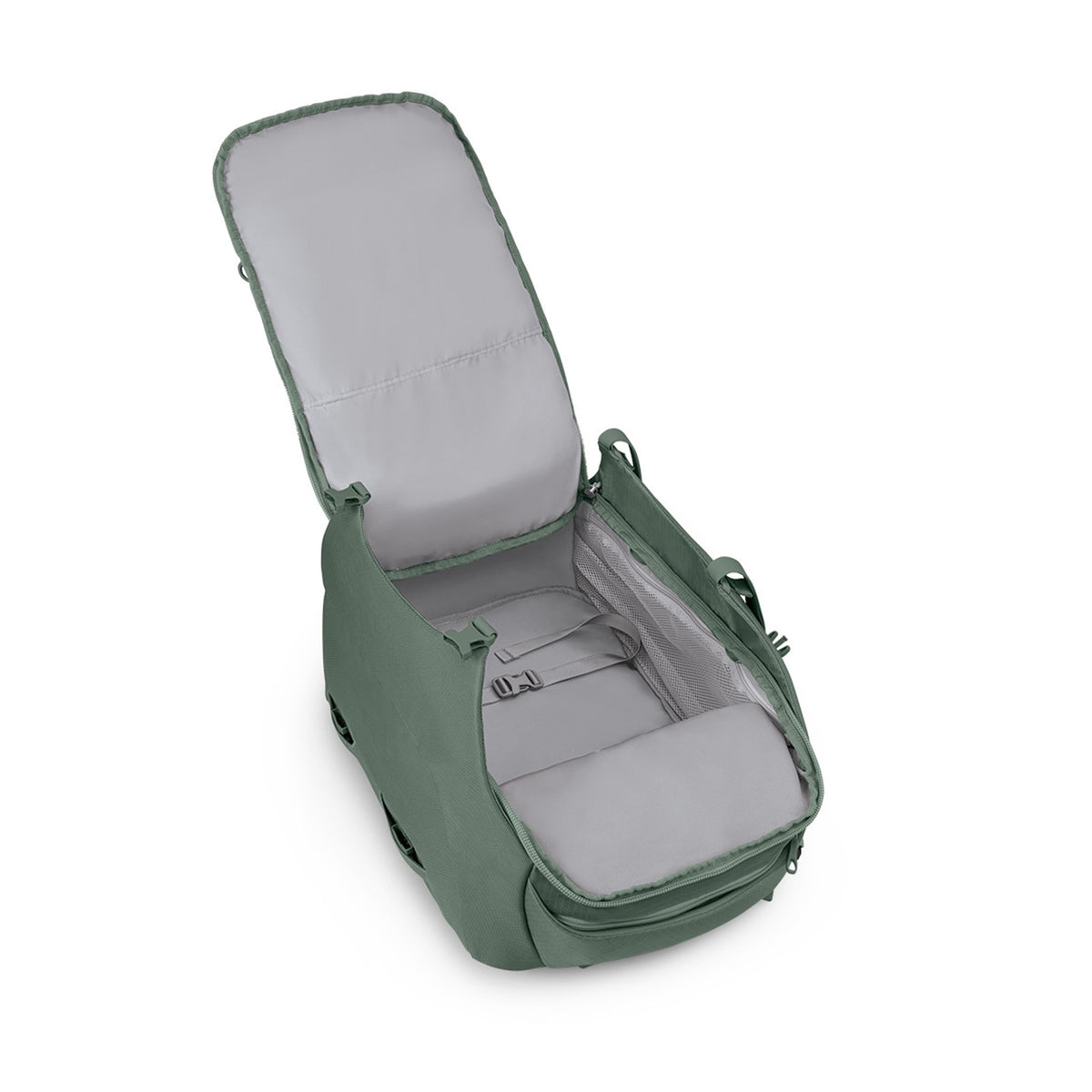Osprey Sojourn Porter Travel Pack-46L in Koseret Green — angle view 3
