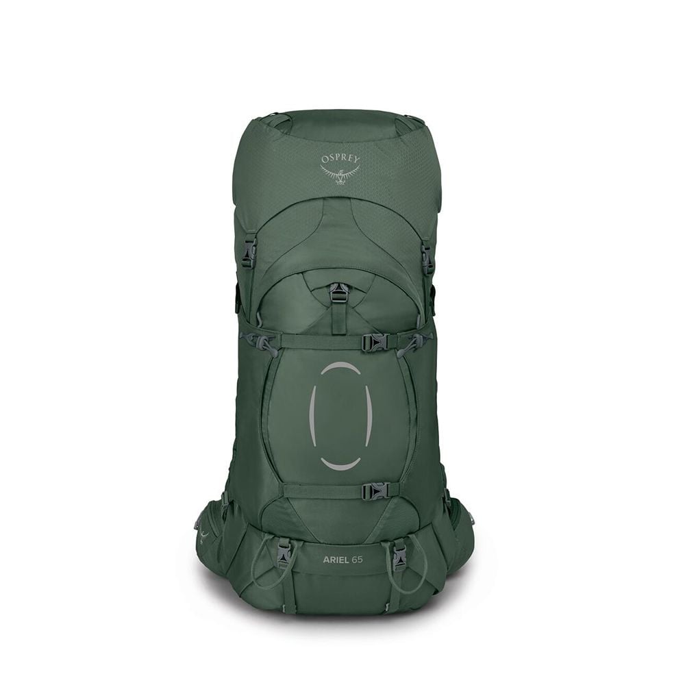 Osprey Ariel 65 Women's Hiking Backpack 65L in Koseret Green — angle view 2