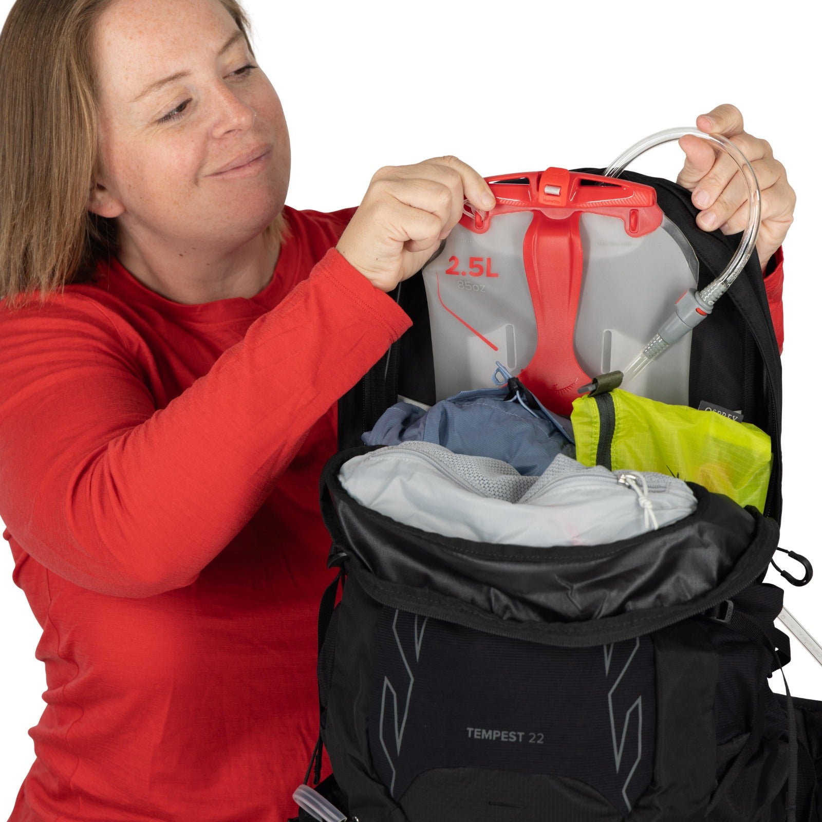 Osprey Tempest 22 Extended Fit Hiking Backpack 22L in Black/Coal Grey — detail view 10