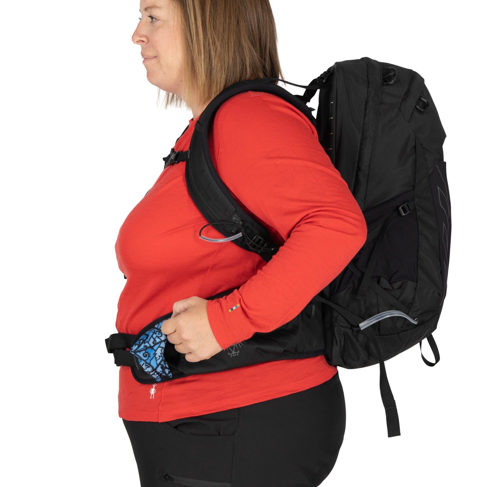 Osprey Tempest 22 Extended Fit Hiking Backpack 22L in Black/Coal Grey — detail view