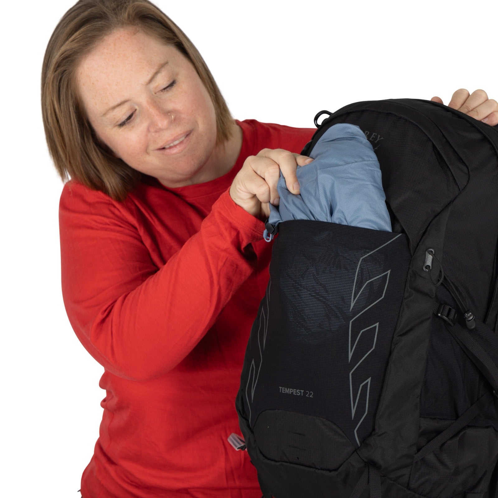 Osprey Tempest 22 Extended Fit Hiking Backpack 22L in Black/Coal Grey — detail view 6