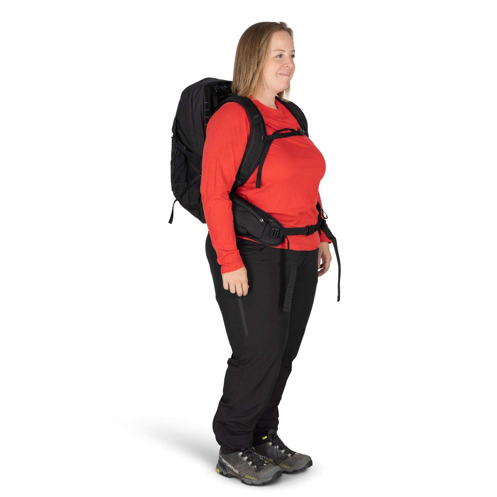 Osprey Tempest 22 Extended Fit Hiking Backpack 22L in Black/Coal Grey — lifestyle