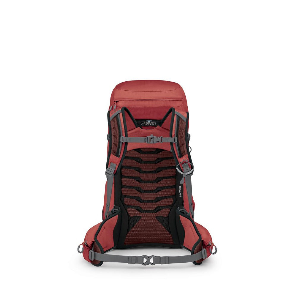 Osprey Tempest 33 Hiking Backpack 33L in Red Pampas/Coal Grey — back view