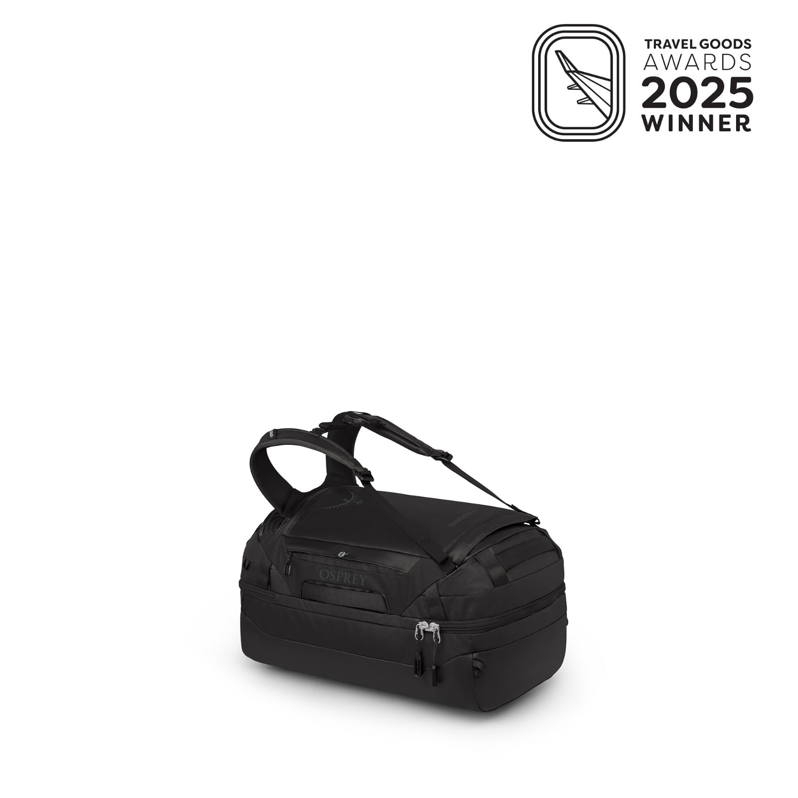 Osprey Transporter Squffel 44L in Raven Black Black — angle view 3
