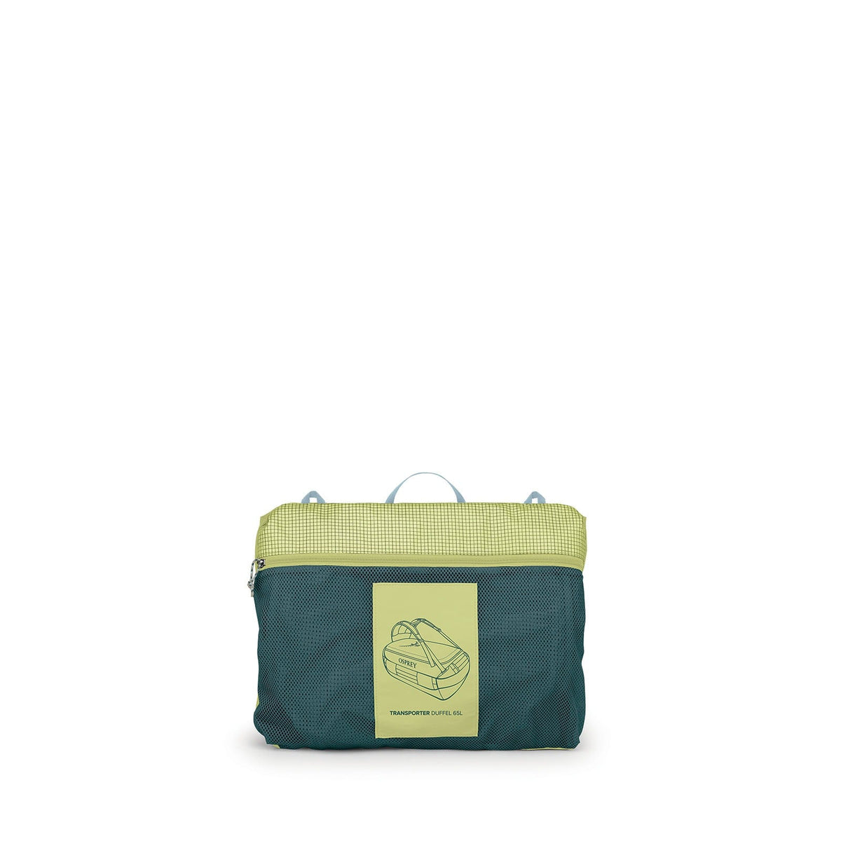 Osprey Transporter 65L Expedition Duffel in Glow Dew-Torrent Blue — angle view 4