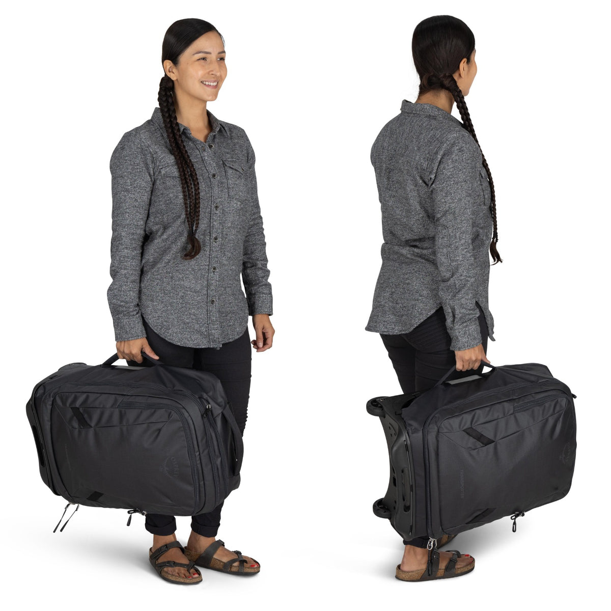 Osprey Transporter Wheeled Duffel 38L-Carry On in Raven Black Black — detail view 4