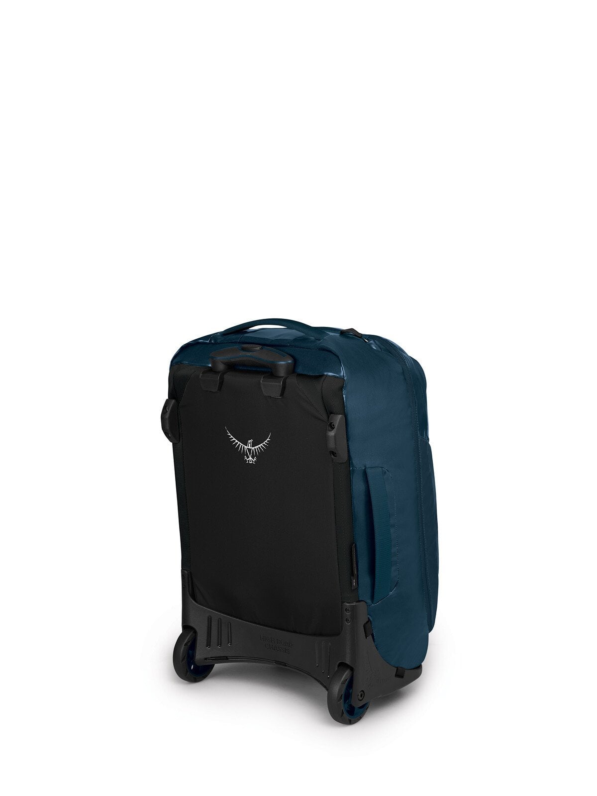 Osprey Transporter Wheeled Duffel 38L-Carry On in Venturi Blue — back view