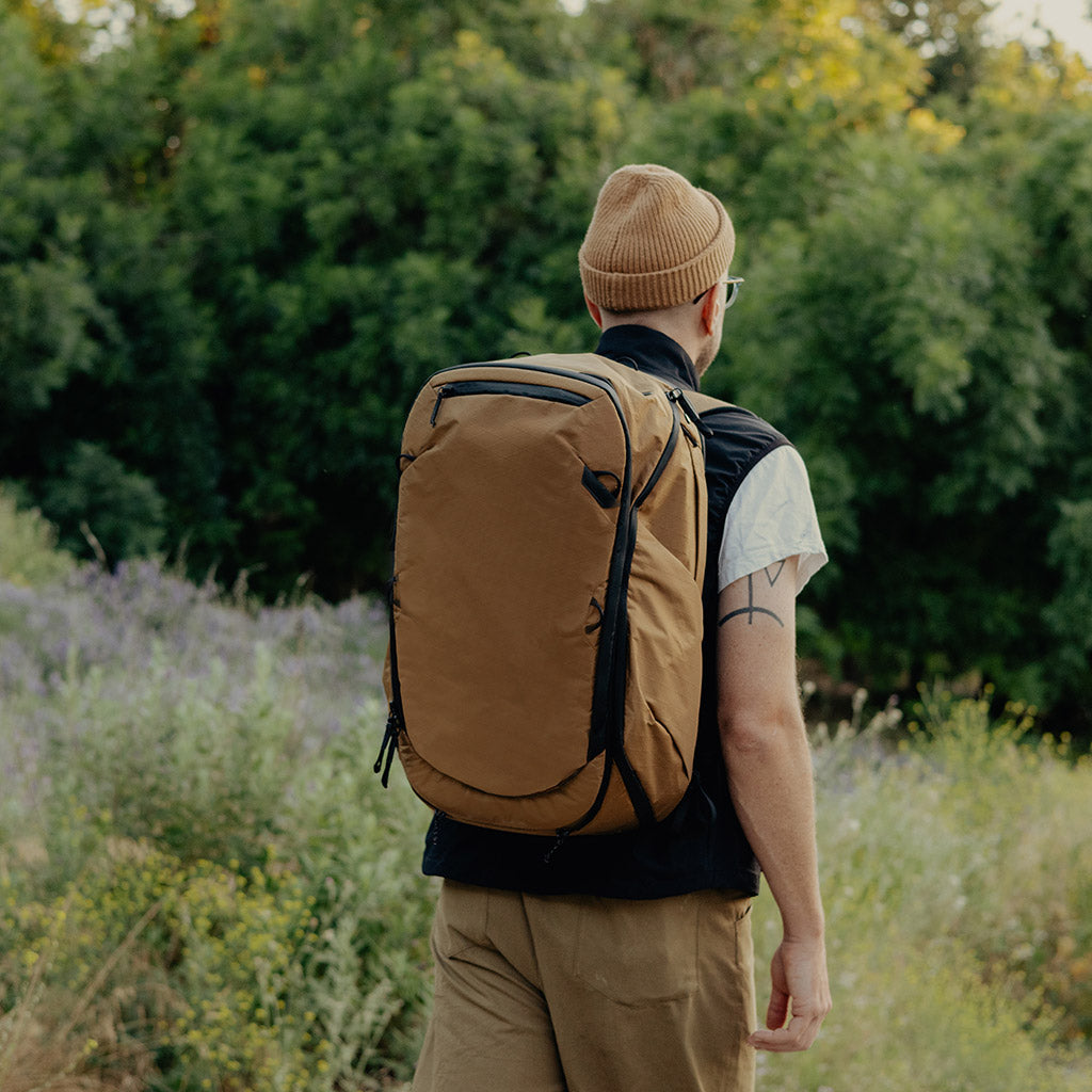 Peak Design Travel Backpack 45L in Coyote — lifestyle 2