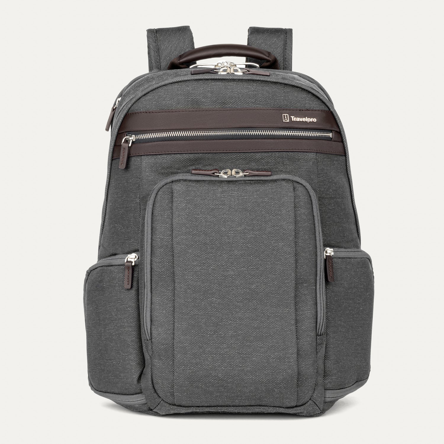 Travelpro Platinum Elite Business Backpack in Vintage Grey — front view