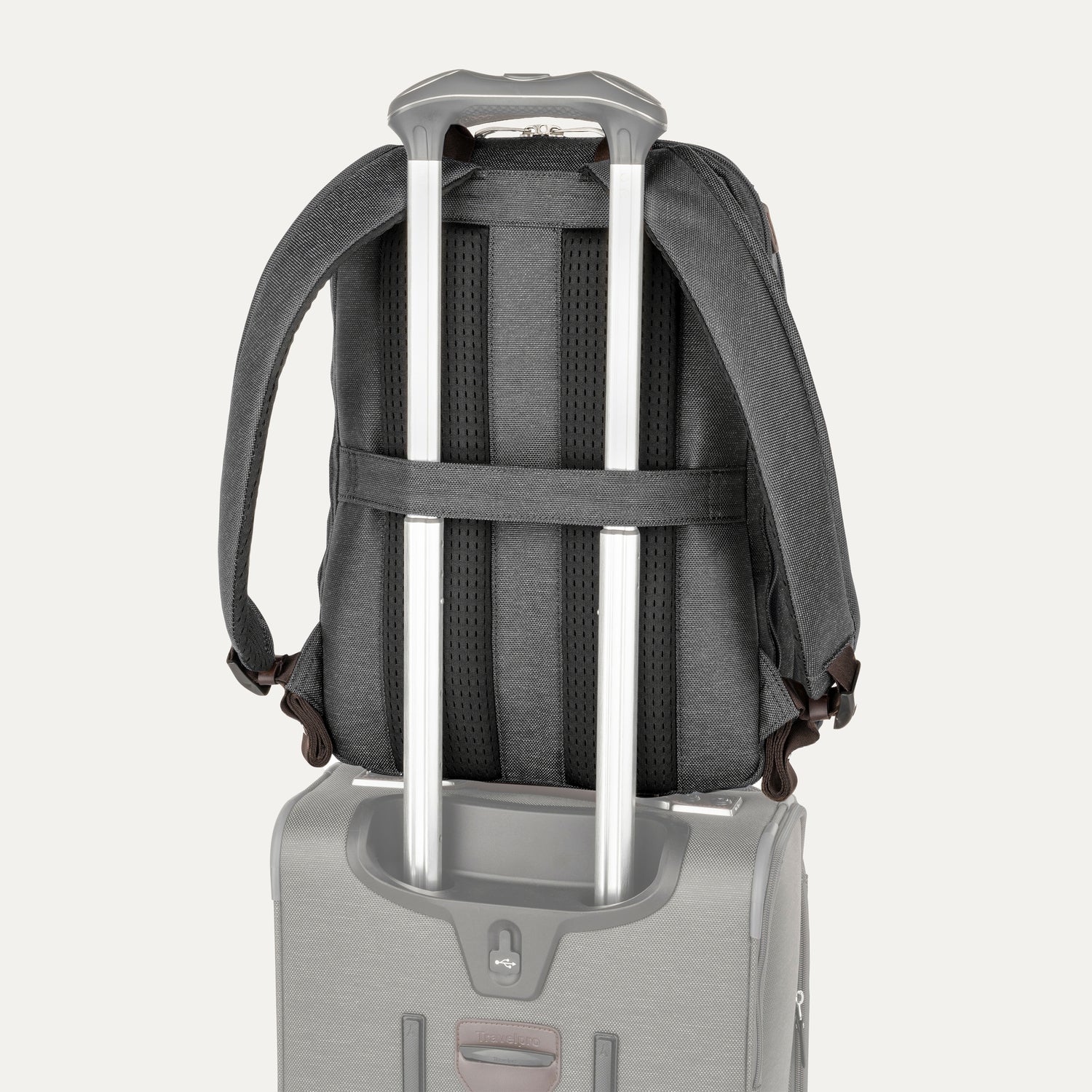 Travelpro Platinum Elite Business Backpack in Vintage Grey — detail view