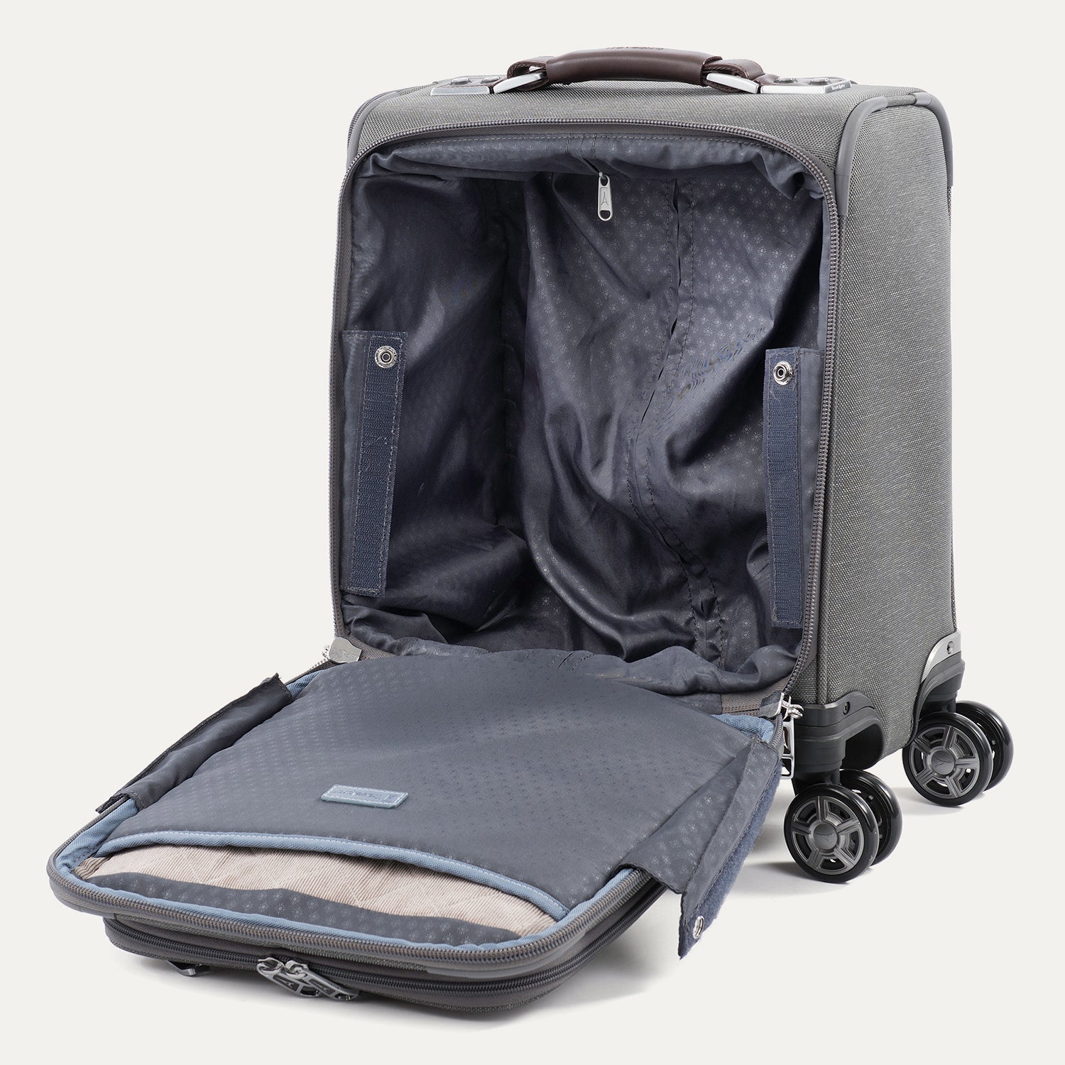 Travelpro Platinum Elite Carry-On Spinner Tote in Vintage Grey — interior view