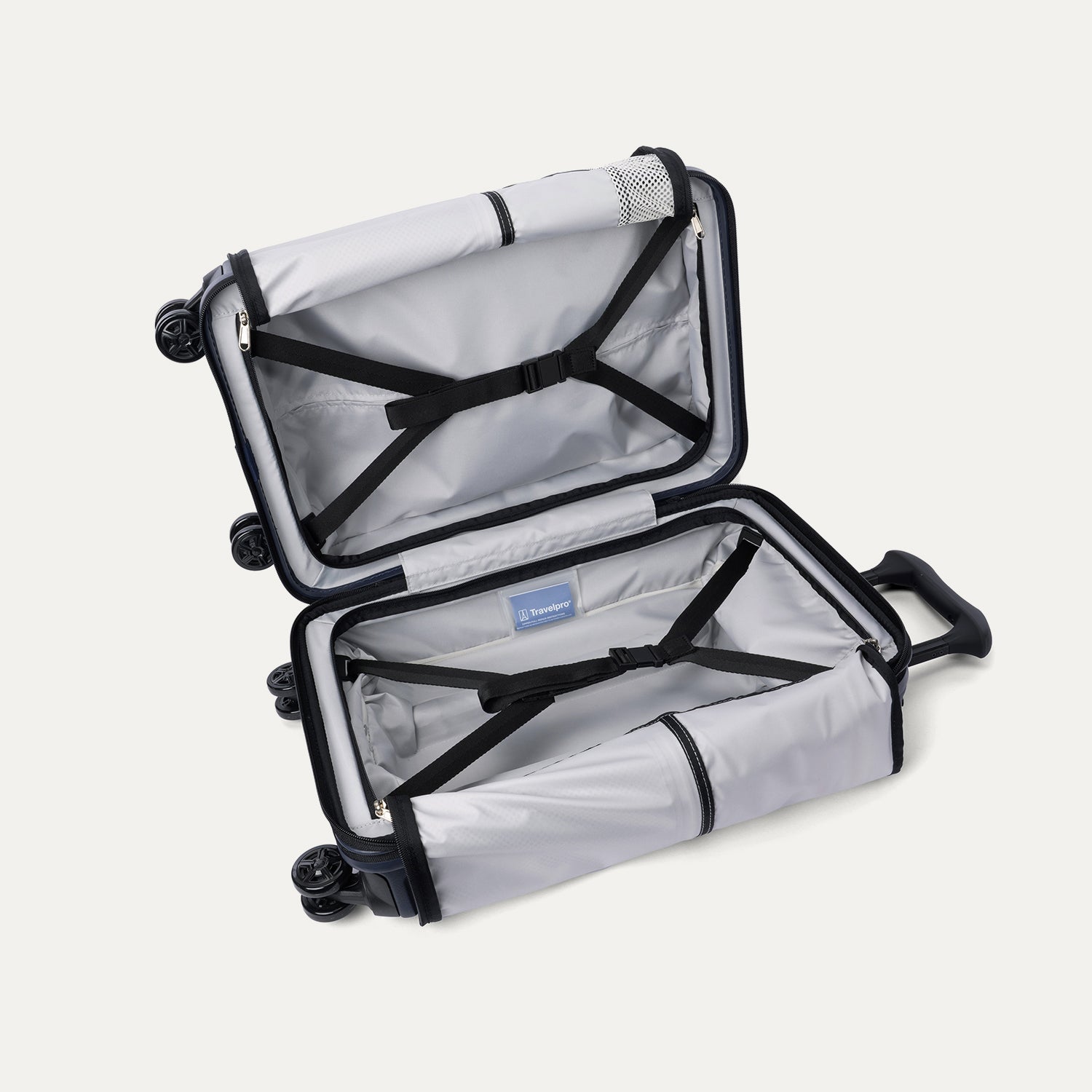 Travelpro Platinum Elite Hardside Compact Carry-On Expandable Spinner in Aviator Navy — interior view