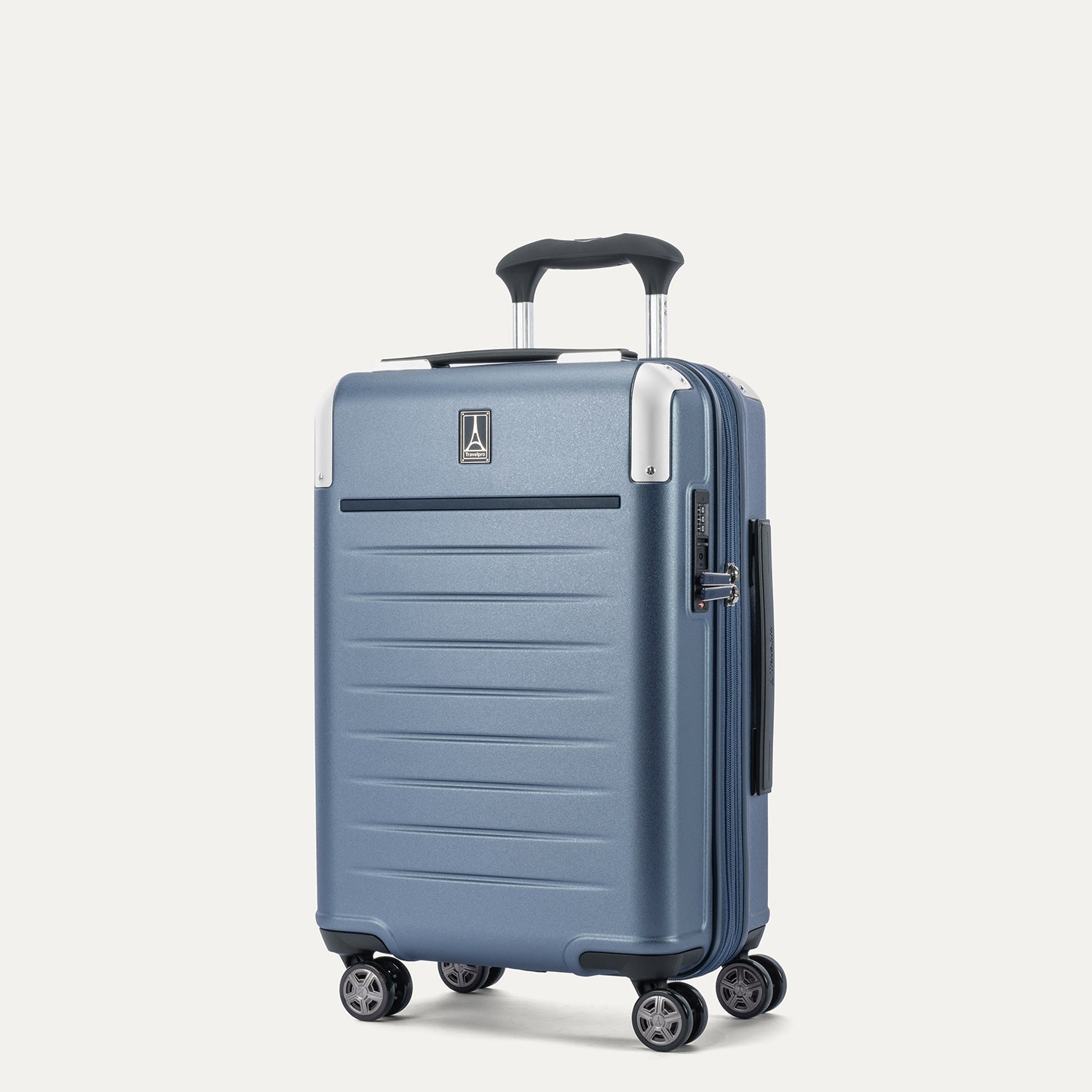 Travelpro Platinum Elite Hardside Compact Carry-On Expandable Spinner in Dark Sky Blue — angle view 1