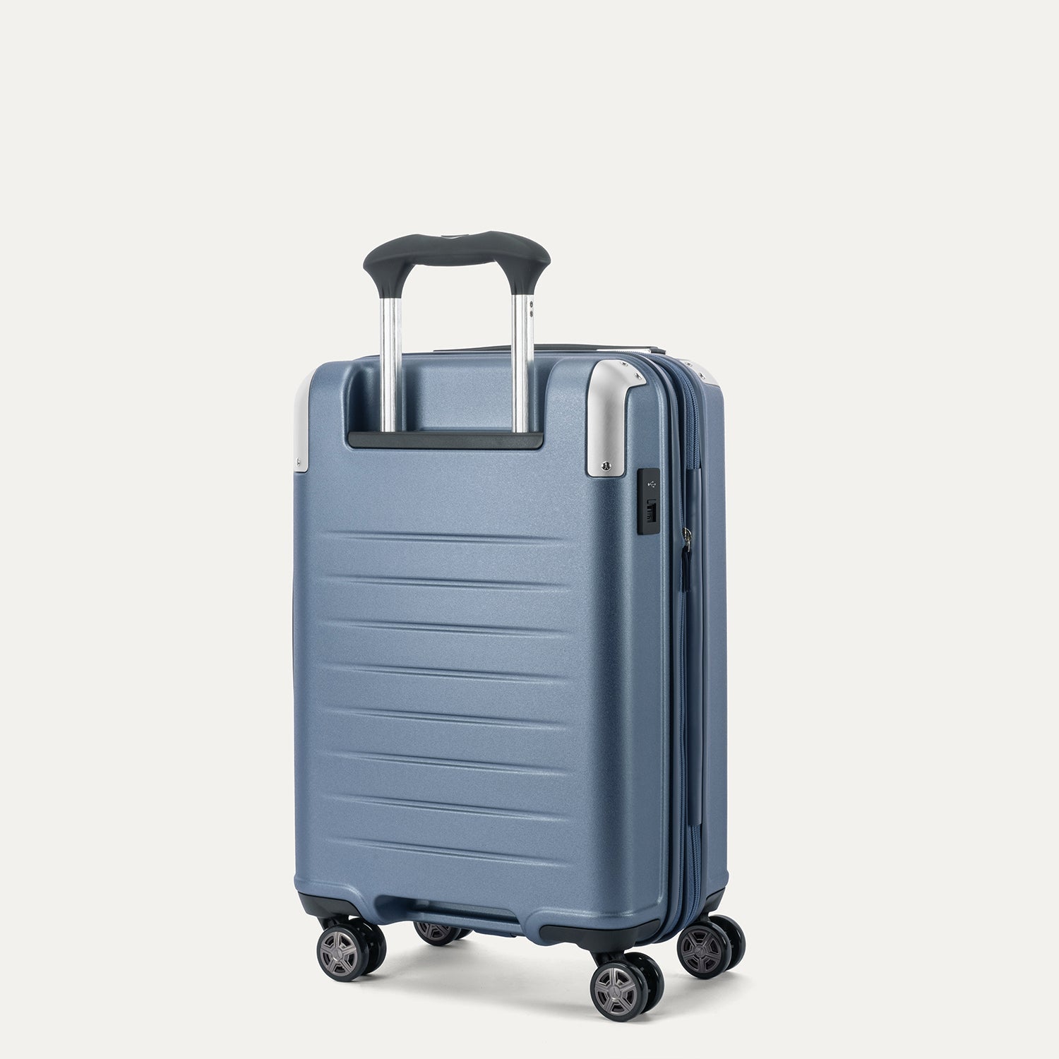 Travelpro Platinum Elite Hardside Compact Carry-On Expandable Spinner in Dark Sky Blue — back view