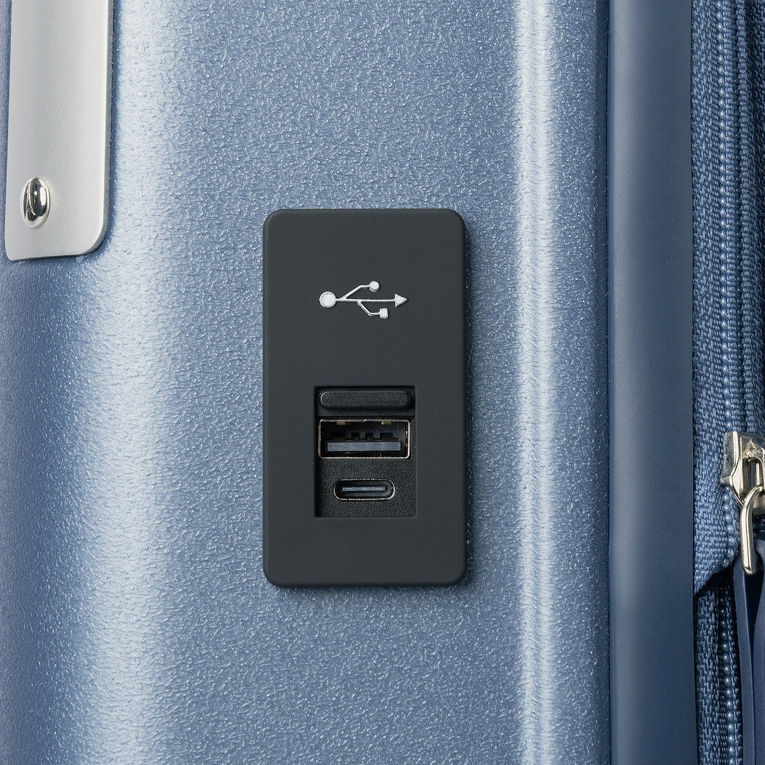 Travelpro Platinum Elite Hardside Compact Carry-On Expandable Spinner in Dark Sky Blue — detail view