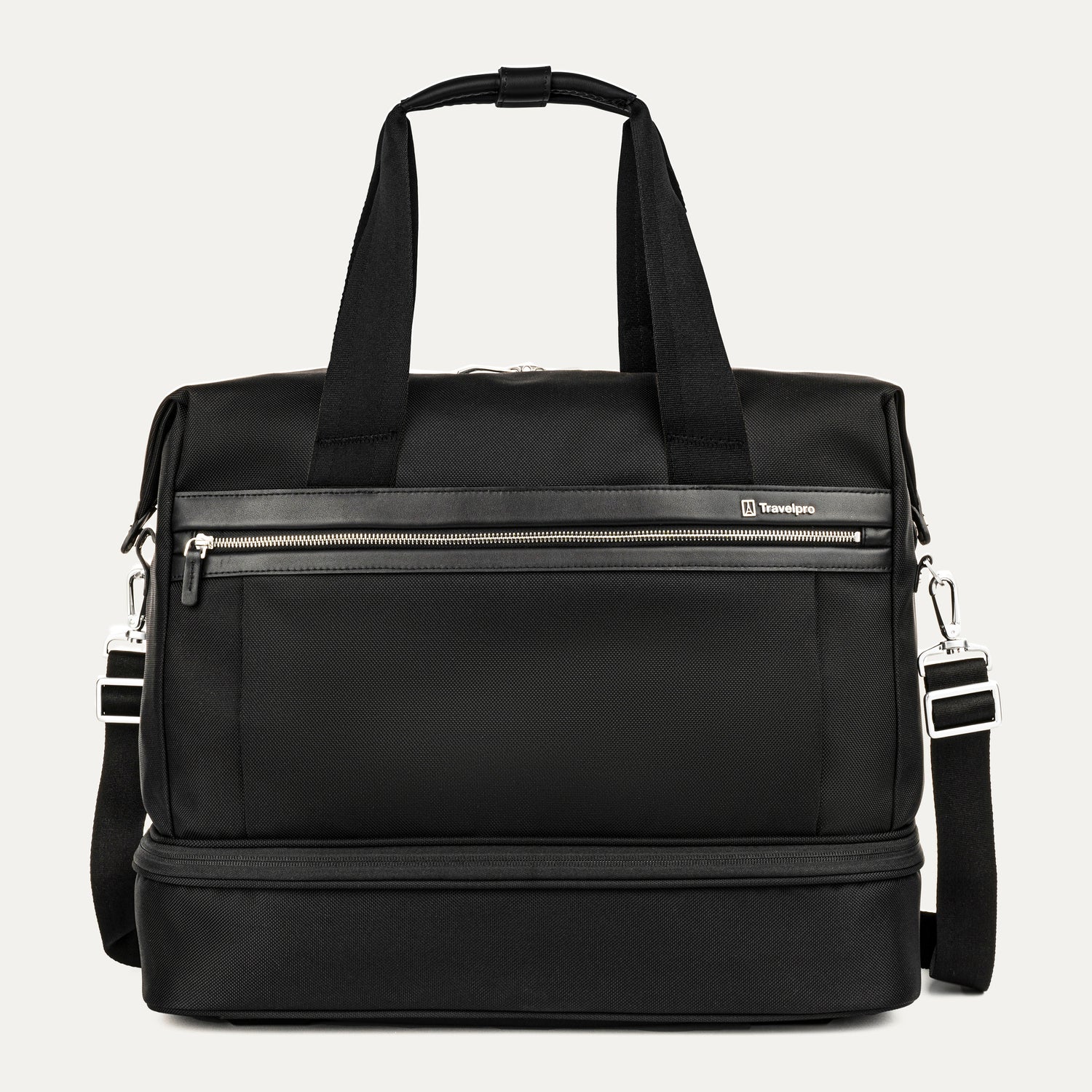 Travelpro Platinum Elite Drop-Bottom Weekender in Black — front view