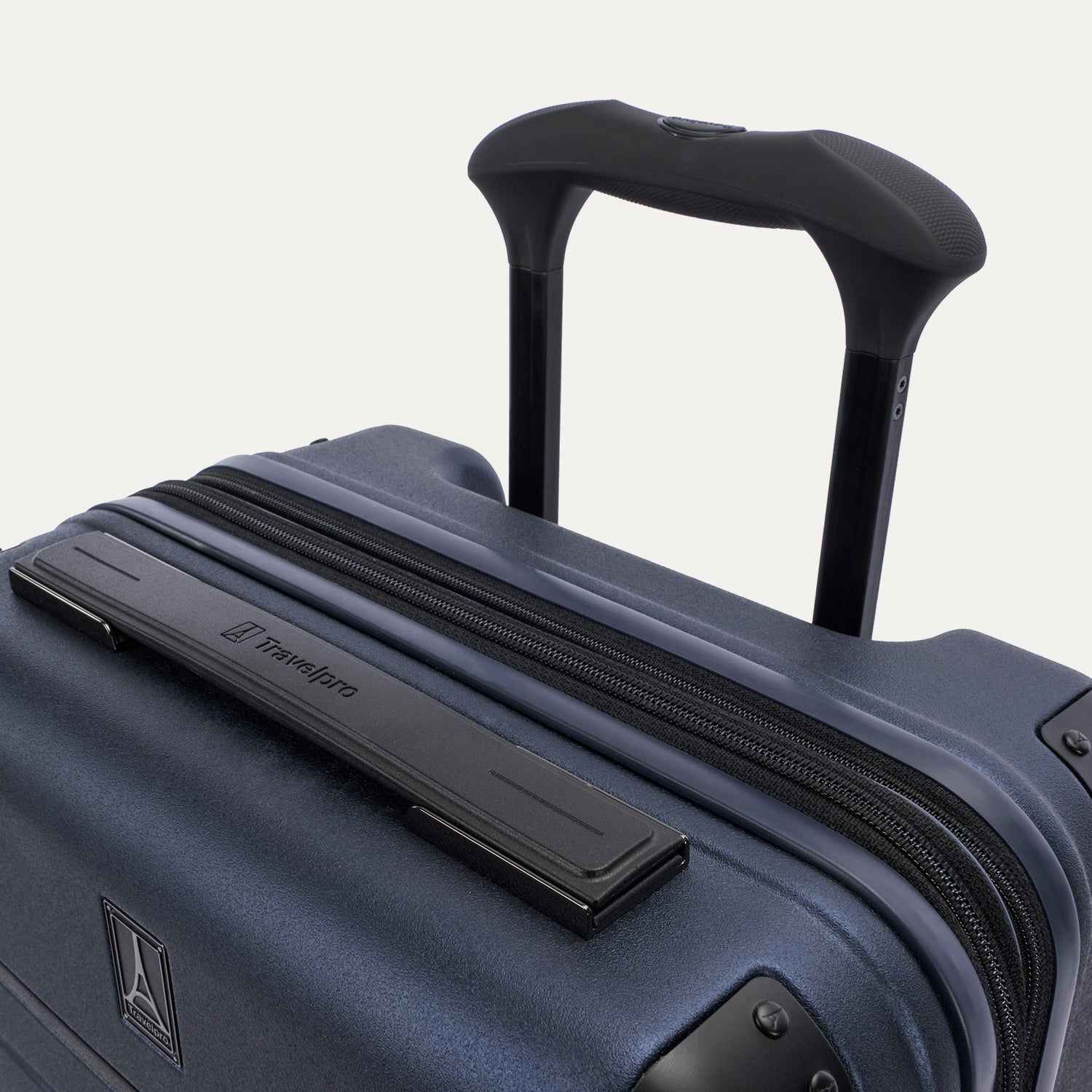 Travelpro Platinum Elite Hardside Carry-On Expandable Spinner in Aviator Navy — detail view