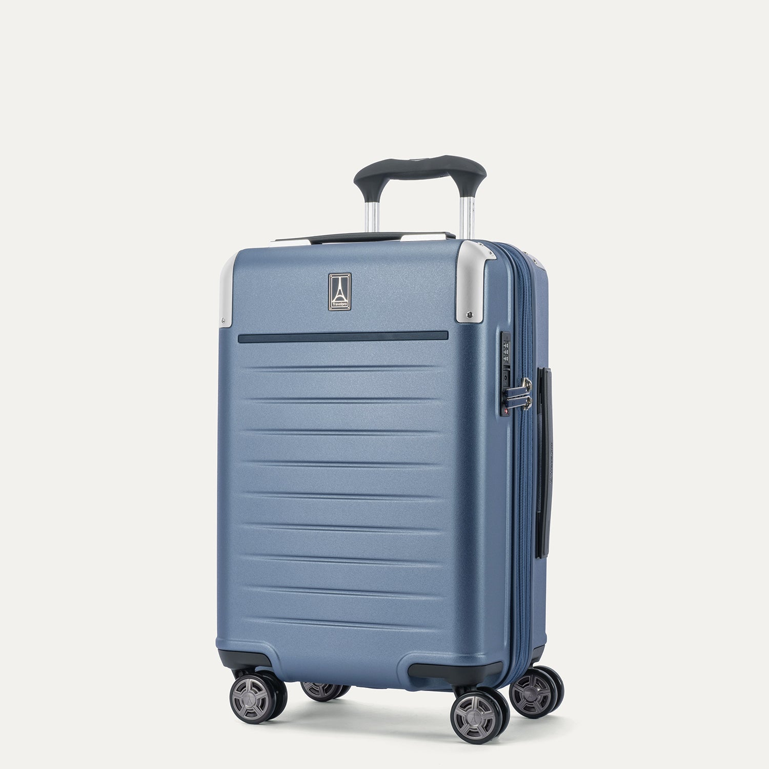 Travelpro Platinum Elite Hardside Carry-On Expandable Spinner in Dark Sky Blue — angle view 2